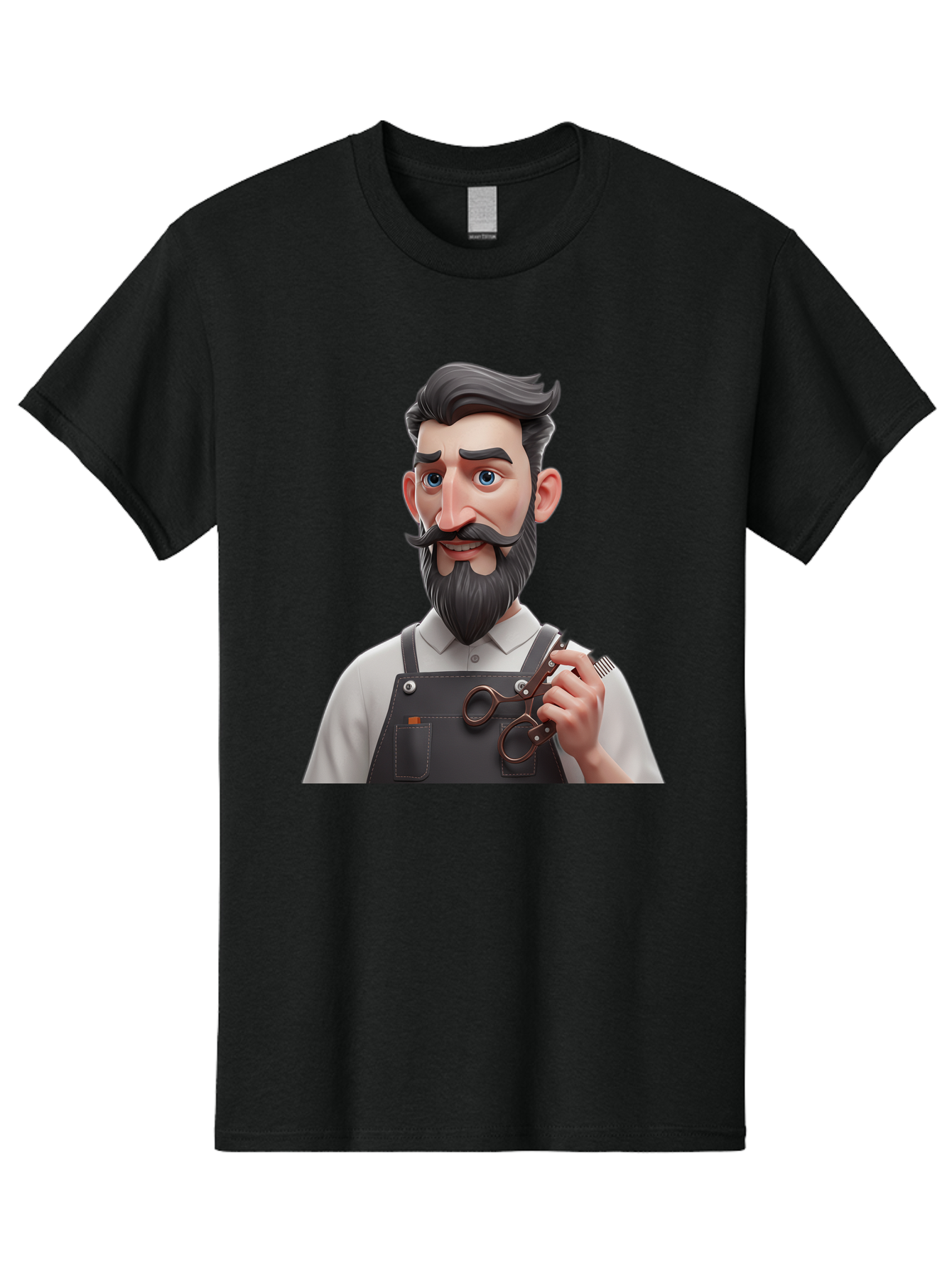 Barber Men'S Graphic Tee, 100% Cotton, Comfortable Casual Summer Wear, Machine Washable, Barber Holding Scissors, Grooming Tools, 3D Character, Bearded Man, Barber Shop, Haircut, Grooming, Male Stylist, Salon Professional Bac613 15