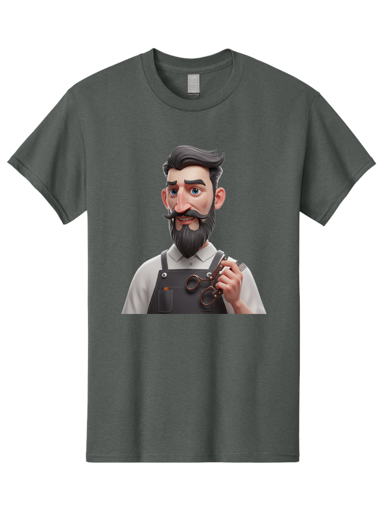 Barber Men'S Graphic Tee, 100% Cotton, Comfortable Casual Summer Wear, Machine Washable, Barber Holding Scissors, Grooming Tools, 3D Character, Bearded Man, Barber Shop, Haircut, Grooming, Male Stylist, Salon Professional Bac613 14
