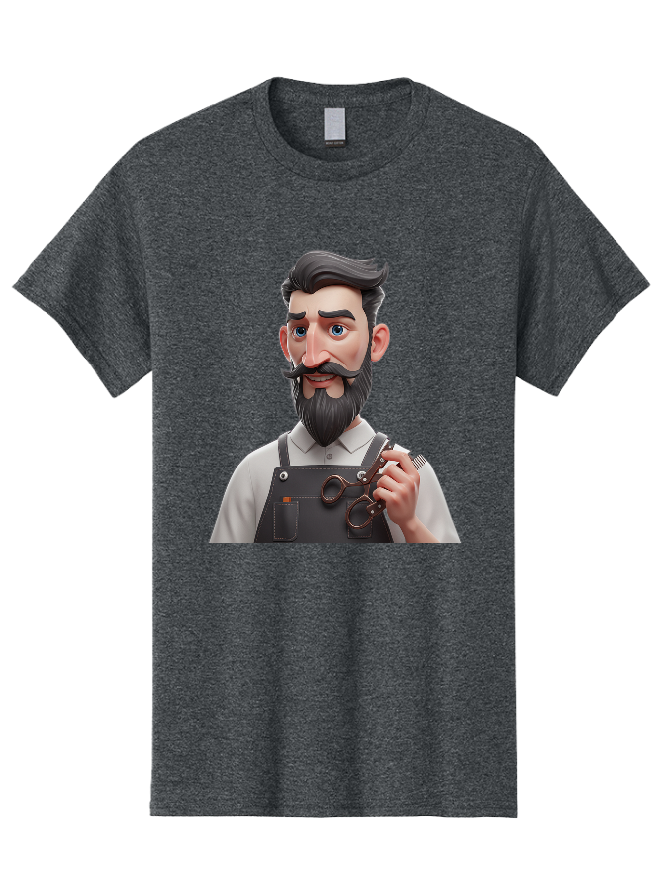Barber Men'S Graphic Tee, 100% Cotton, Comfortable Casual Summer Wear, Machine Washable, Barber Holding Scissors, Grooming Tools, 3D Character, Bearded Man, Barber Shop, Haircut, Grooming, Male Stylist, Salon Professional Bac613 9