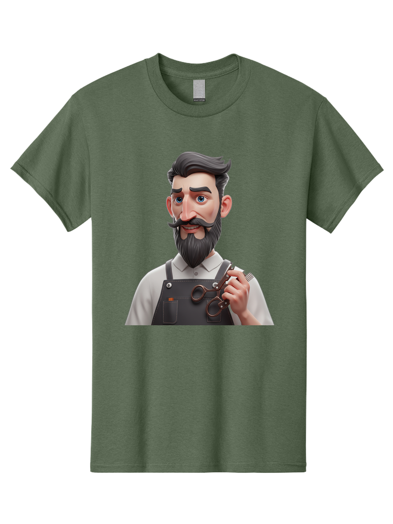 Barber Men'S Graphic Tee, 100% Cotton, Comfortable Casual Summer Wear, Machine Washable, Barber Holding Scissors, Grooming Tools, 3D Character, Bearded Man, Barber Shop, Haircut, Grooming, Male Stylist, Salon Professional Bac613 12