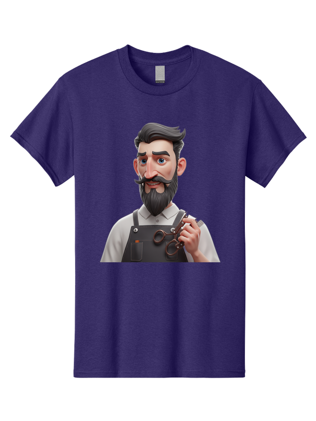 Barber Men'S Graphic Tee, 100% Cotton, Comfortable Casual Summer Wear, Machine Washable, Barber Holding Scissors, Grooming Tools, 3D Character, Bearded Man, Barber Shop, Haircut, Grooming, Male Stylist, Salon Professional Bac613 8