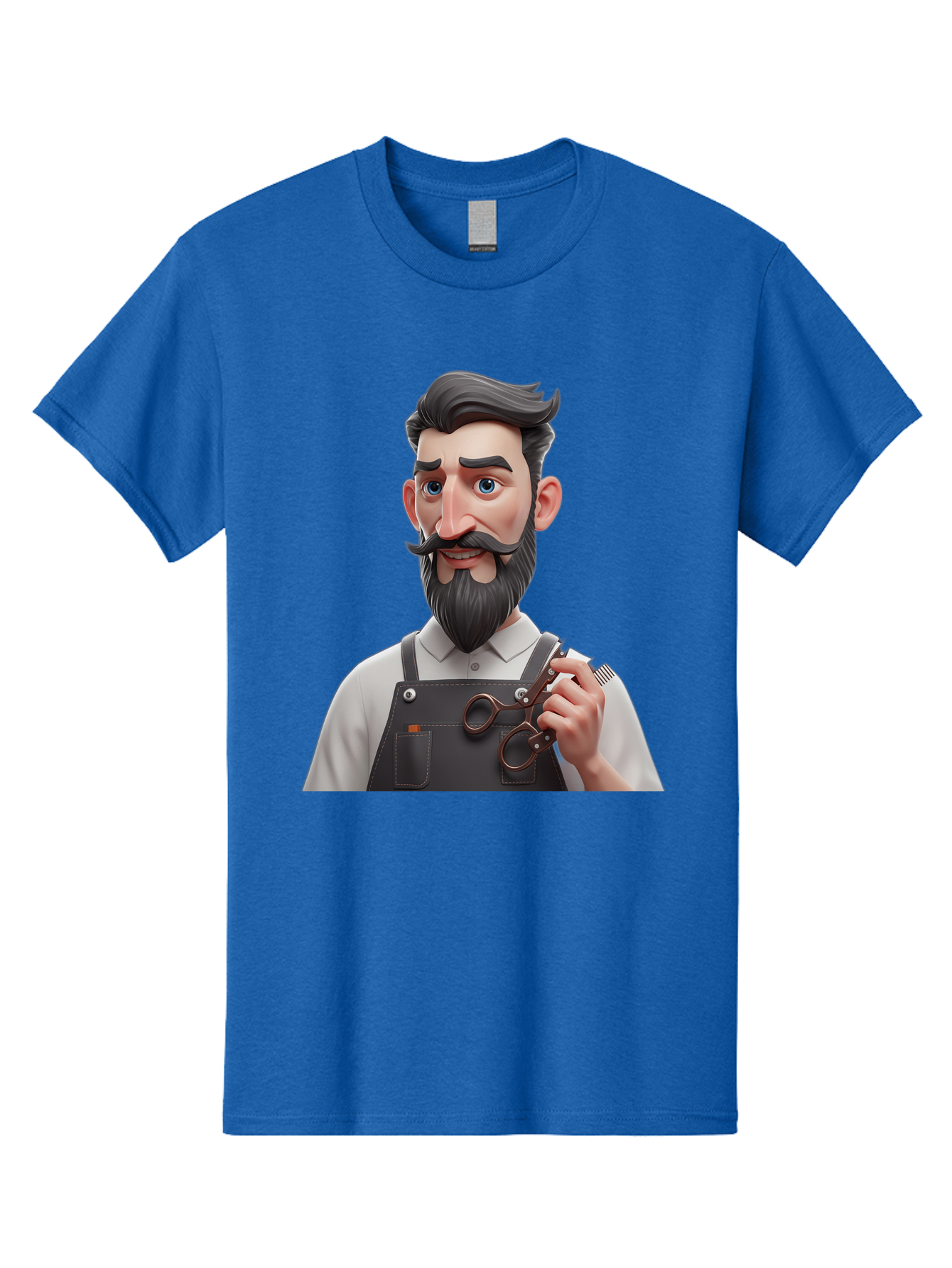 Barber Men'S Graphic Tee, 100% Cotton, Comfortable Casual Summer Wear, Machine Washable, Barber Holding Scissors, Grooming Tools, 3D Character, Bearded Man, Barber Shop, Haircut, Grooming, Male Stylist, Salon Professional Bac613 13