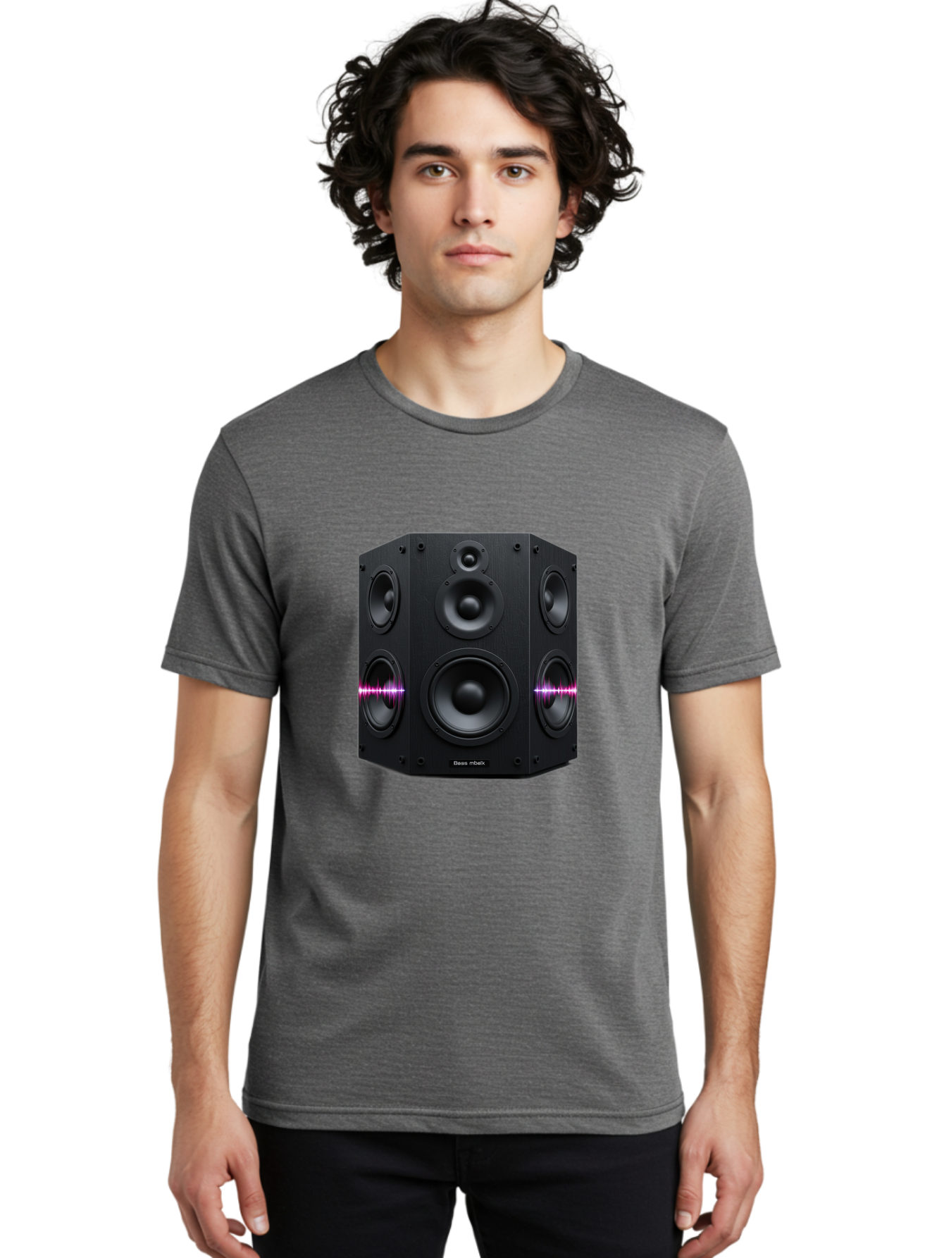 Base-Reflex Men'S Graphic Tee, 100% Cotton, Comfortable Casual Summer Wear, Machine Washable, Black Speaker System, Home Audio Equipment, Sound System, Hi-Fi Speaker, Purple Sound Wave, Music Technology, Audio Visual Bac614 20