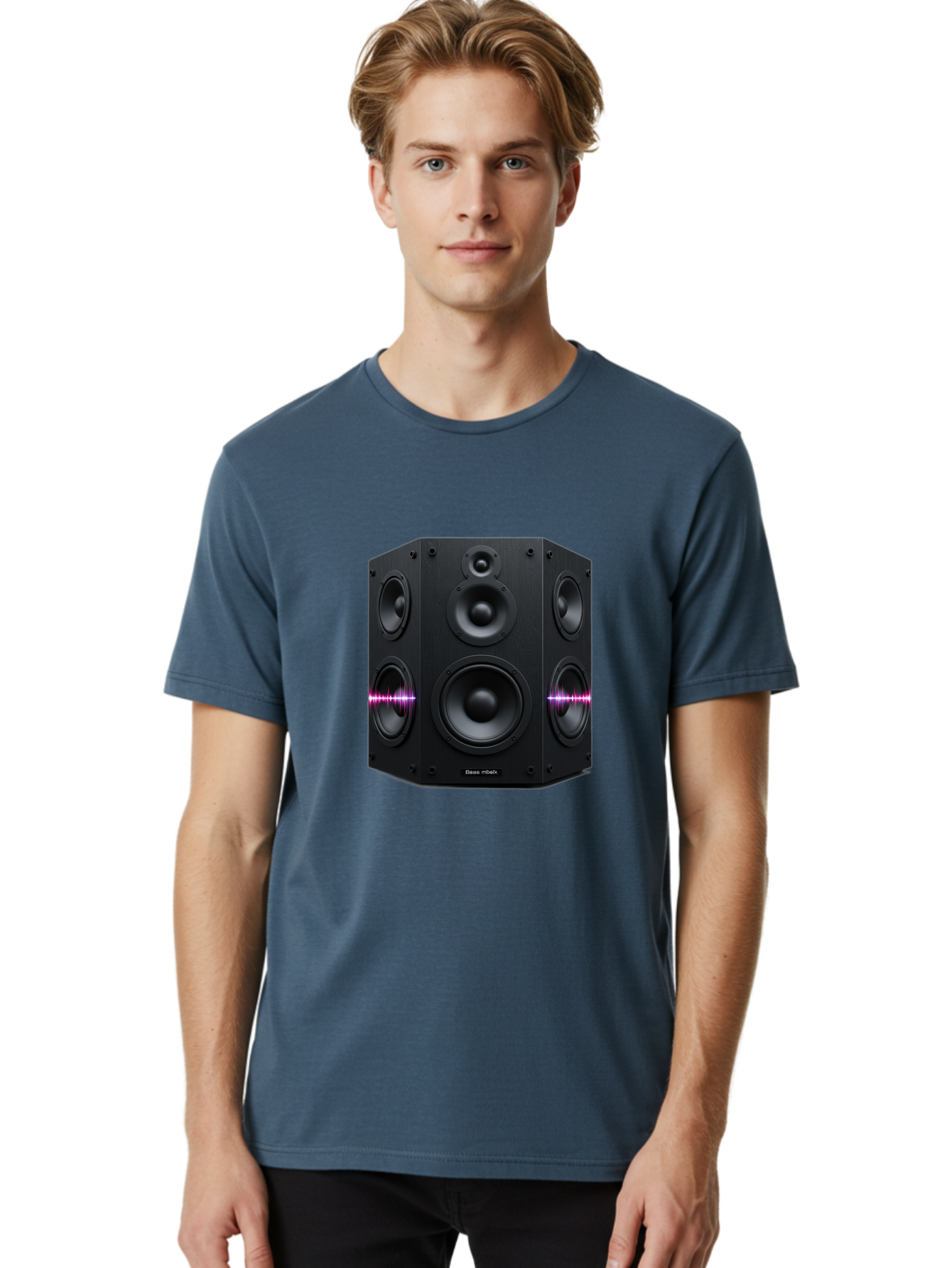 Base-Reflex Men'S Graphic Tee, 100% Cotton, Comfortable Casual Summer Wear, Machine Washable, Black Speaker System, Home Audio Equipment, Sound System, Hi-Fi Speaker, Purple Sound Wave, Music Technology, Audio Visual Bac614 30