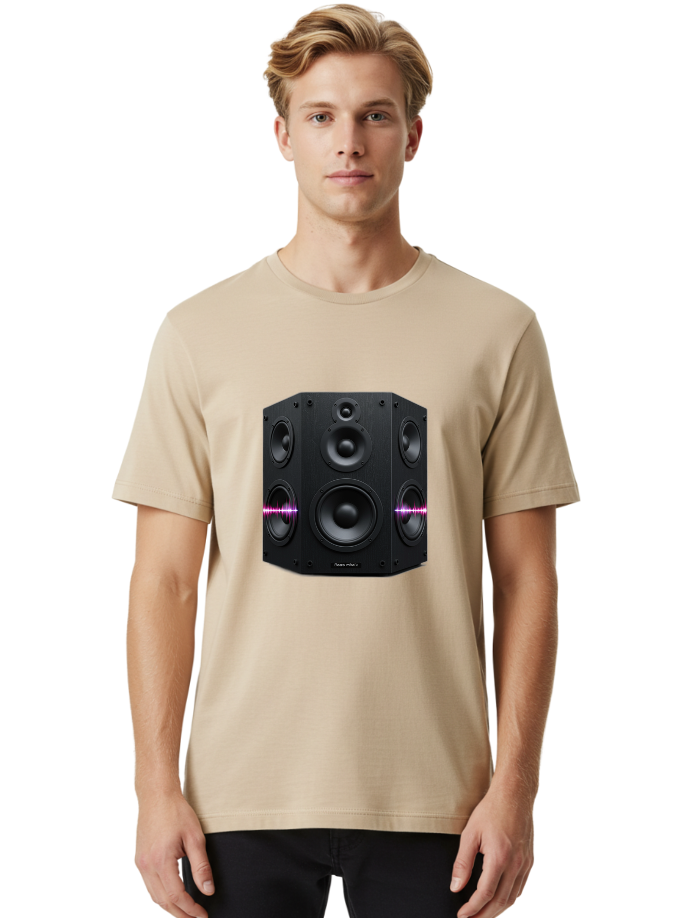 Base-Reflex Men'S Graphic Tee, 100% Cotton, Comfortable Casual Summer Wear, Machine Washable, Black Speaker System, Home Audio Equipment, Sound System, Hi-Fi Speaker, Purple Sound Wave, Music Technology, Audio Visual Bac614 16