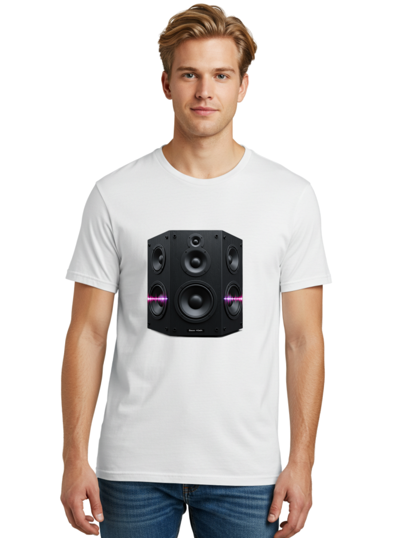 Base-Reflex Men'S Graphic Tee, 100% Cotton, Comfortable Casual Summer Wear, Machine Washable, Black Speaker System, Home Audio Equipment, Sound System, Hi-Fi Speaker, Purple Sound Wave, Music Technology, Audio Visual Bac614 28
