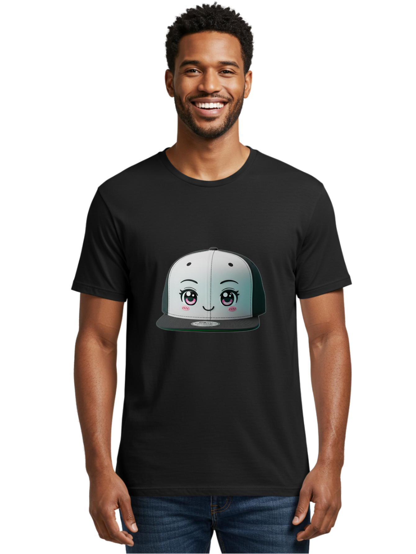 Baseball-Cap Men'S Graphic Tee, 100% Cotton, Comfortable Casual Summer Wear, Machine Washable, Cartoon Snapback Cap, Kawaii Fashion, Cute Hat Design, Playful Eyewear, Trendy Accessories, Streetwear Style, Anime Influence, Fashionable Headwear Bac618 17