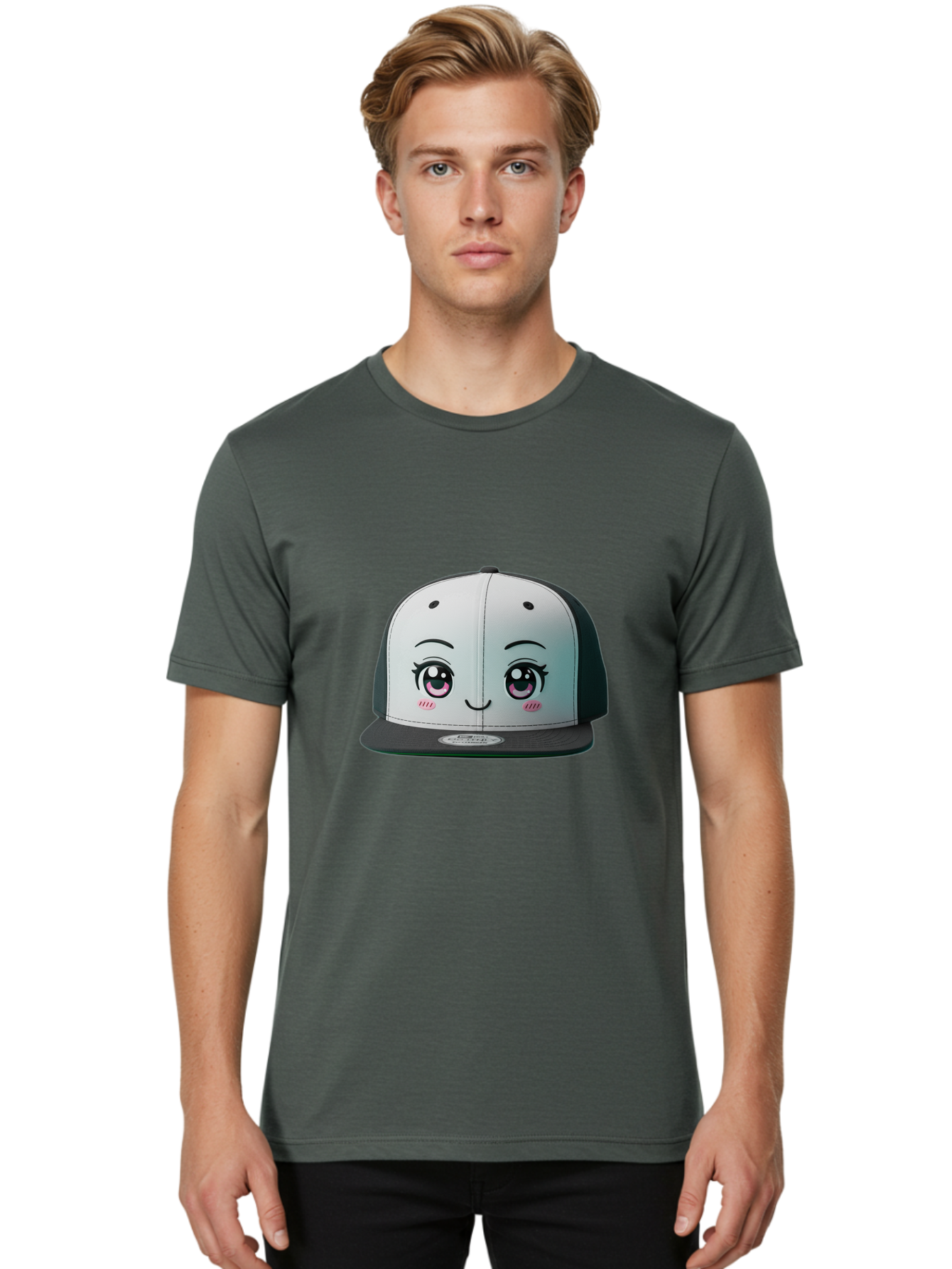 Baseball-Cap Men'S Graphic Tee, 100% Cotton, Comfortable Casual Summer Wear, Machine Washable, Cartoon Snapback Cap, Kawaii Fashion, Cute Hat Design, Playful Eyewear, Trendy Accessories, Streetwear Style, Anime Influence, Fashionable Headwear Bac618 18