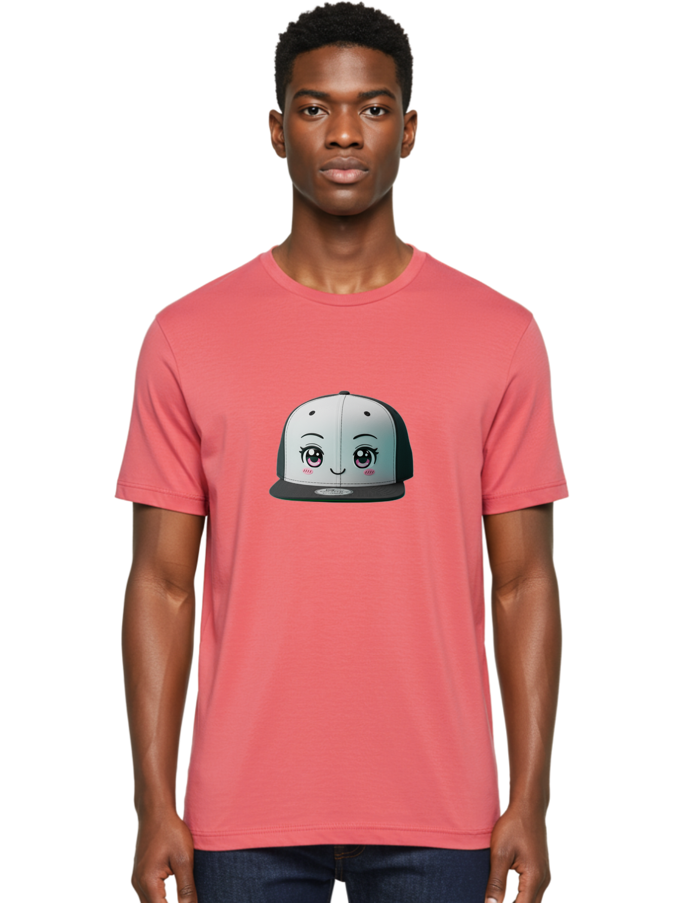 Baseball-Cap Men'S Graphic Tee, 100% Cotton, Comfortable Casual Summer Wear, Machine Washable, Cartoon Snapback Cap, Kawaii Fashion, Cute Hat Design, Playful Eyewear, Trendy Accessories, Streetwear Style, Anime Influence, Fashionable Headwear Bac618 24