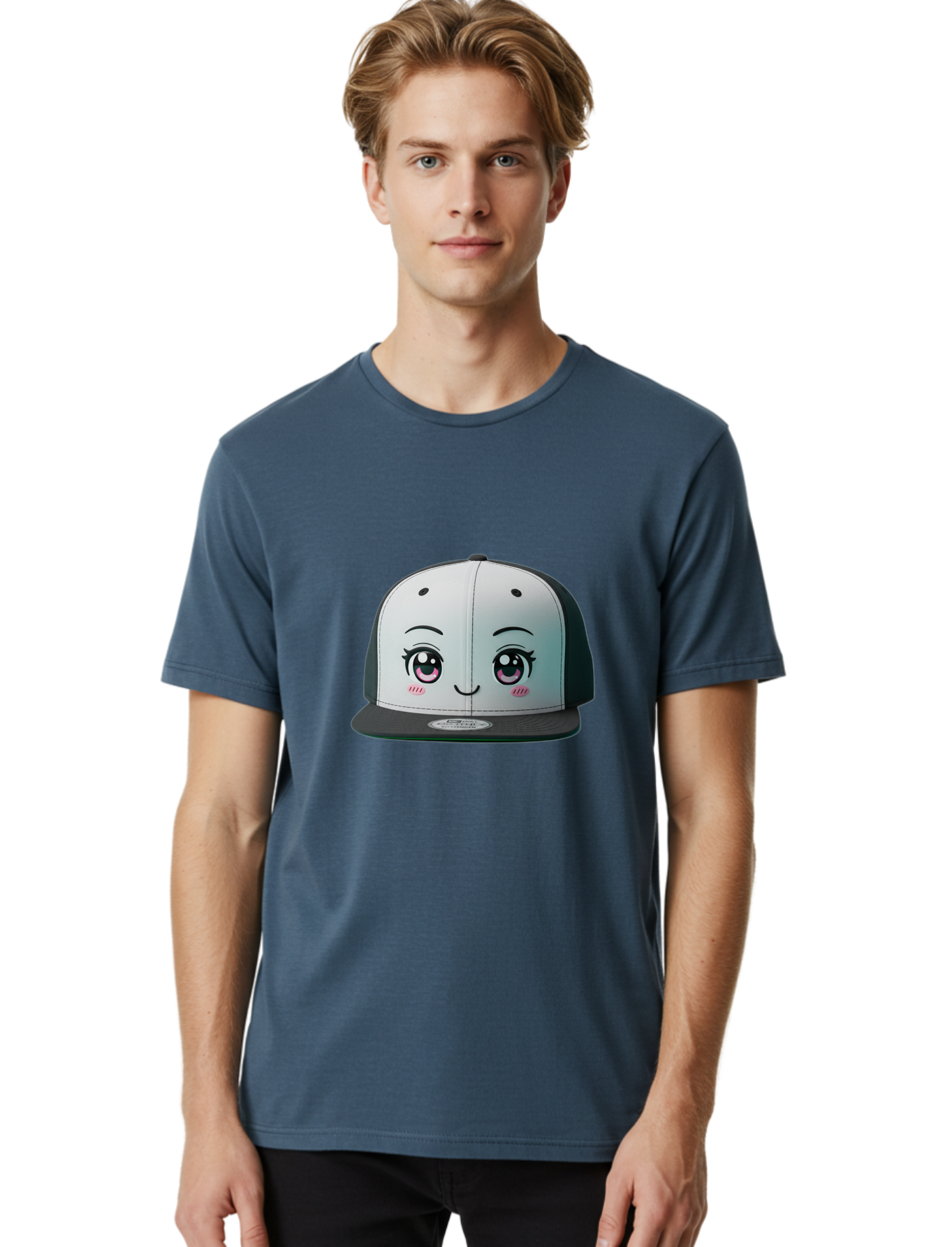 Baseball-Cap Men'S Graphic Tee, 100% Cotton, Comfortable Casual Summer Wear, Machine Washable, Cartoon Snapback Cap, Kawaii Fashion, Cute Hat Design, Playful Eyewear, Trendy Accessories, Streetwear Style, Anime Influence, Fashionable Headwear Bac618 28