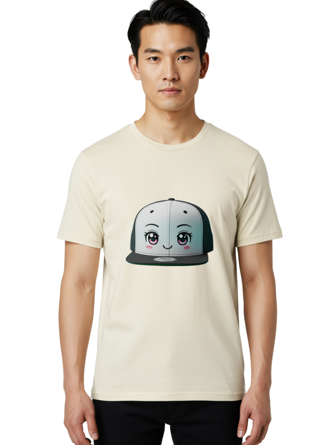 Baseball-Cap Men'S Graphic Tee, 100% Cotton, Comfortable Casual Summer Wear, Machine Washable, Cartoon Snapback Cap, Kawaii Fashion, Cute Hat Design, Playful Eyewear, Trendy Accessories, Streetwear Style, Anime Influence, Fashionable Headwear Bac618 30