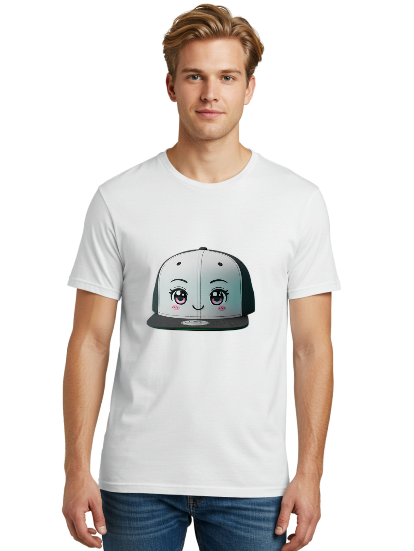 Baseball-Cap Men'S Graphic Tee, 100% Cotton, Comfortable Casual Summer Wear, Machine Washable, Cartoon Snapback Cap, Kawaii Fashion, Cute Hat Design, Playful Eyewear, Trendy Accessories, Streetwear Style, Anime Influence, Fashionable Headwear Bac618 20