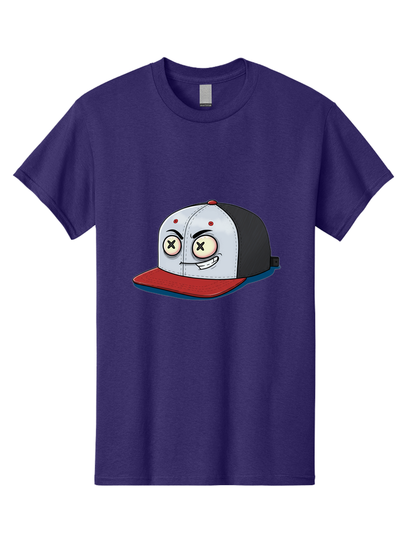 Black-White-Red-Cap Men'S Graphic Tee, 100% Cotton, Comfortable Casual Summer Wear, Machine Washable, Cartoon Hat, Dead Eyes, Black And White Cap, Red Brim, Smiling Face, Quirky Character, Funny Design, Kawaii Style, Anime Influence, Bac635 10