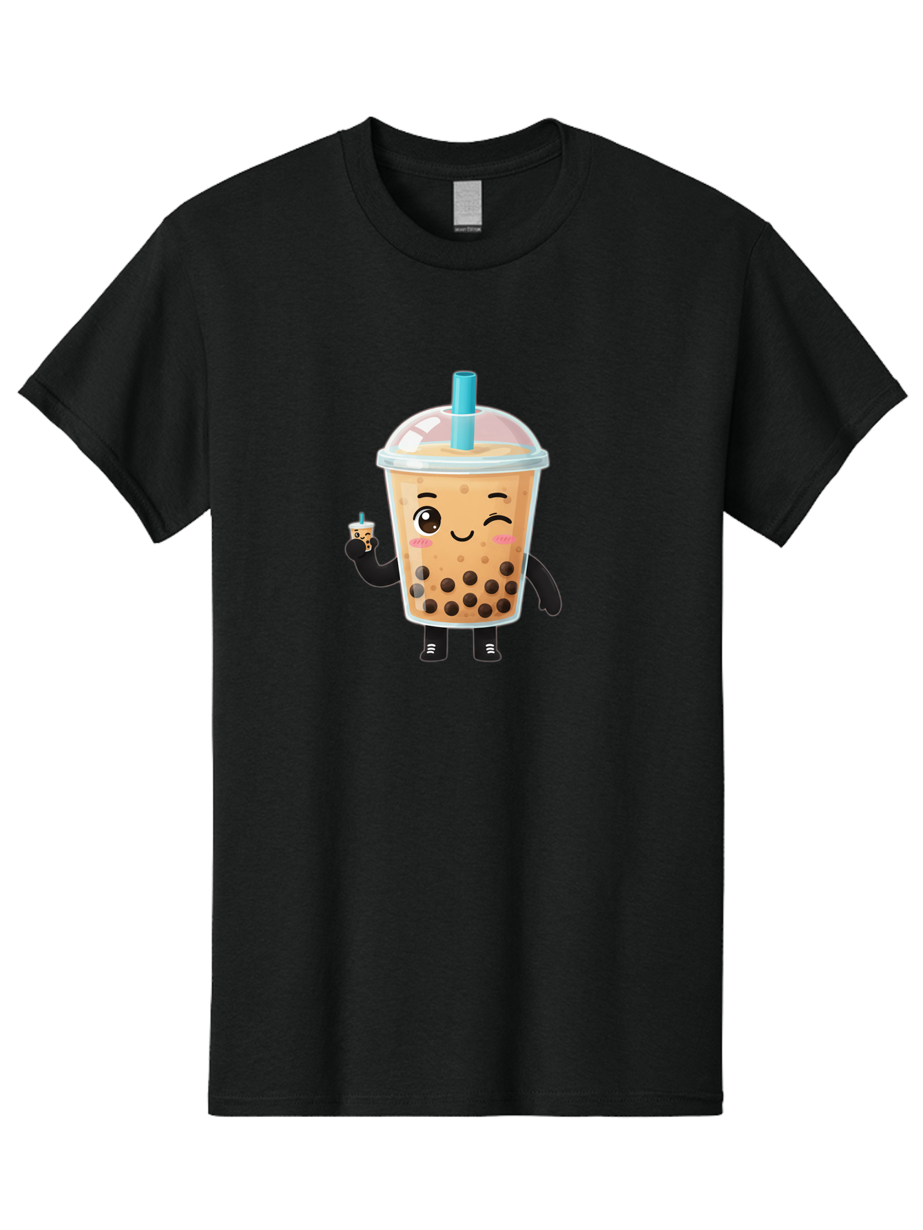 Boba-Character Men'S Graphic Tee, 100% Cotton, Comfortable Casual Summer Wear, Machine Washable, Boba Tea, Bubble Tea, Cute Character, Smiling Cup, Black Boba, Tea Drink, Beverage Character, Happy Face, Cartoon Style, Tea Lover Bac644 12