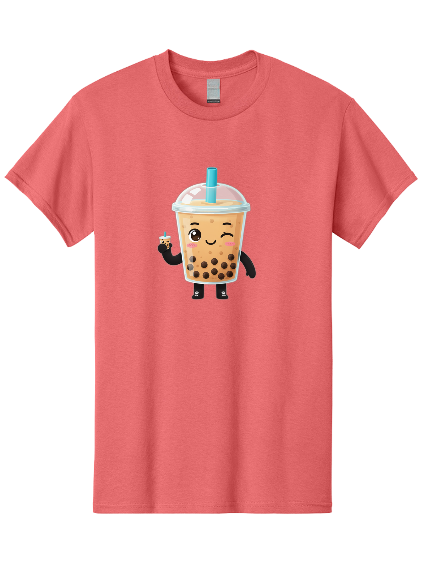 Boba-Character Men'S Graphic Tee, 100% Cotton, Comfortable Casual Summer Wear, Machine Washable, Boba Tea, Bubble Tea, Cute Character, Smiling Cup, Black Boba, Tea Drink, Beverage Character, Happy Face, Cartoon Style, Tea Lover Bac644 5