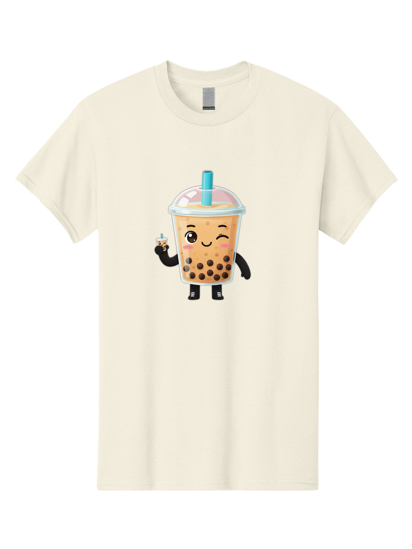 Boba-Character Men'S Graphic Tee, 100% Cotton, Comfortable Casual Summer Wear, Machine Washable, Boba Tea, Bubble Tea, Cute Character, Smiling Cup, Black Boba, Tea Drink, Beverage Character, Happy Face, Cartoon Style, Tea Lover Bac644 6