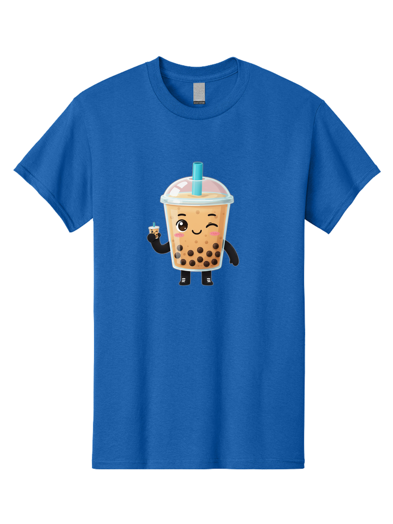 Boba-Character Men'S Graphic Tee, 100% Cotton, Comfortable Casual Summer Wear, Machine Washable, Boba Tea, Bubble Tea, Cute Character, Smiling Cup, Black Boba, Tea Drink, Beverage Character, Happy Face, Cartoon Style, Tea Lover Bac644 15
