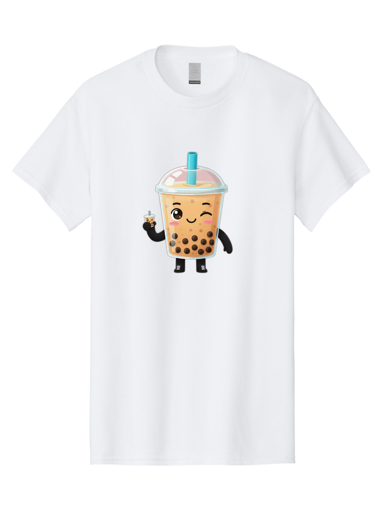 Boba-Character Men'S Graphic Tee, 100% Cotton, Comfortable Casual Summer Wear, Machine Washable, Boba Tea, Bubble Tea, Cute Character, Smiling Cup, Black Boba, Tea Drink, Beverage Character, Happy Face, Cartoon Style, Tea Lover Bac644 11