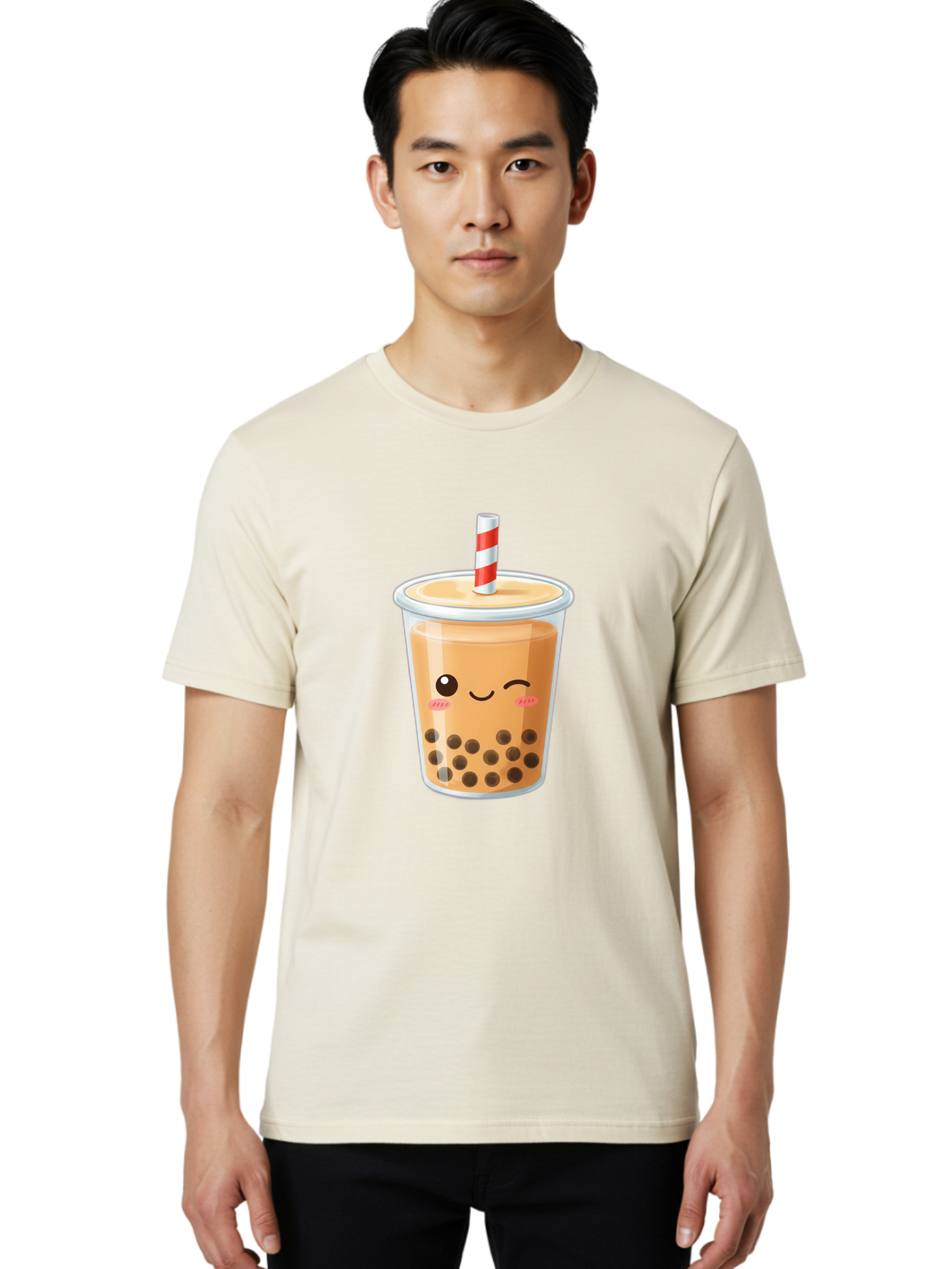 Boba-Tea-18 Men'S Graphic Tee, 100% Cotton, Comfortable Casual Summer Wear, Machine Washable, Boba Tea, Milk Tea, Cartoon Character, Cute Drink, Bubble Tea With Straw, Smiling Face, Adorable Beverage, Boba, Tea Lover Bac659 19