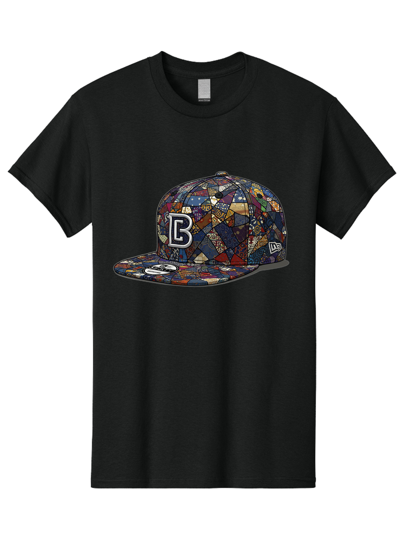 Brooklyn-Baseball-Cap Men'S Graphic Tee, 100% Cotton, Comfortable Casual Summer Wear, Machine Washable, Baseball Cap, Mosaic Pattern, Colorful Design, B Logo, New Era Brand, Sports Apparel, Fashion Accessory, Trendy Hat, Casual Wear, Bac682 13