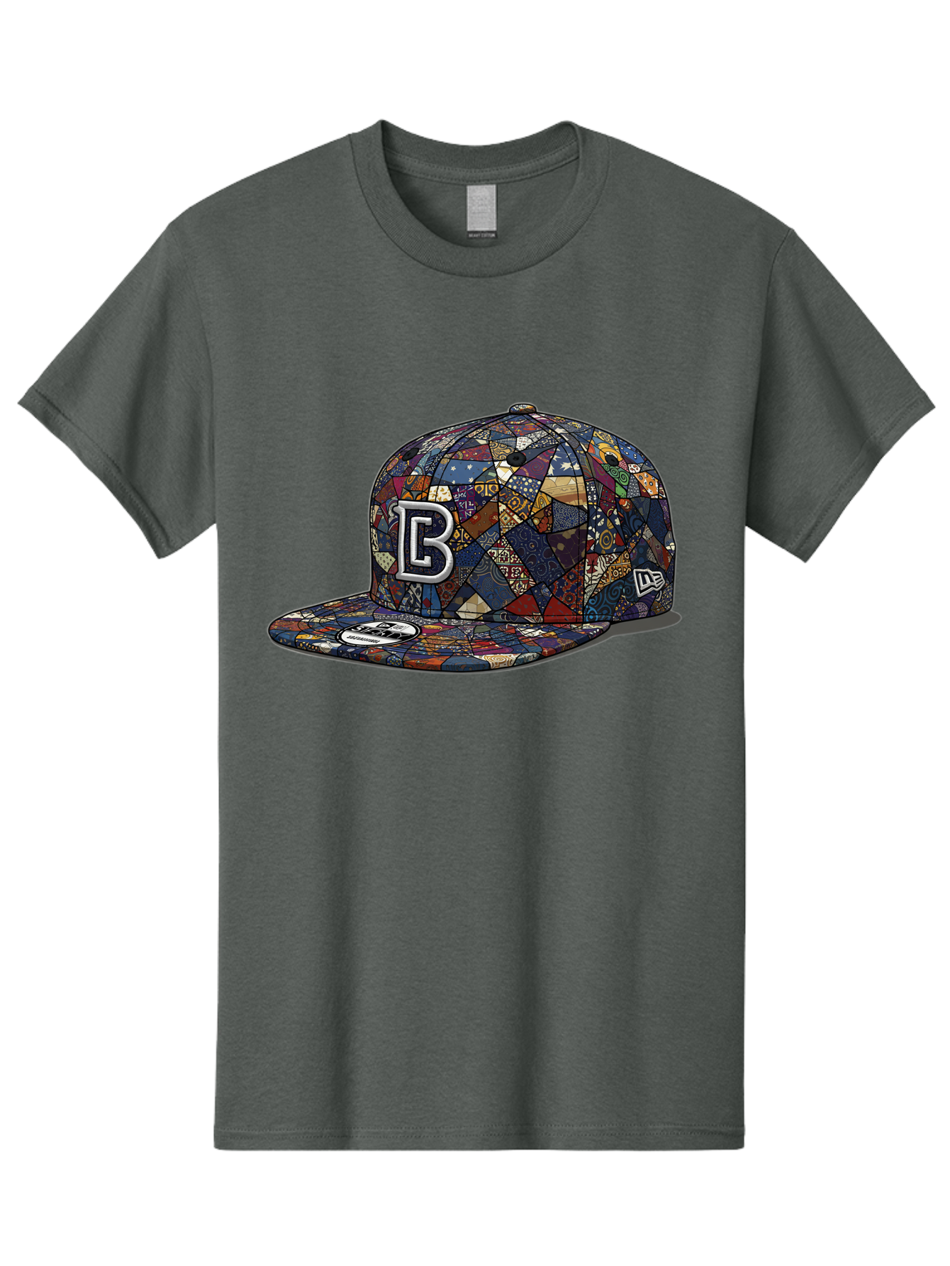 Brooklyn-Baseball-Cap Men'S Graphic Tee, 100% Cotton, Comfortable Casual Summer Wear, Machine Washable, Baseball Cap, Mosaic Pattern, Colorful Design, B Logo, New Era Brand, Sports Apparel, Fashion Accessory, Trendy Hat, Casual Wear, Bac682 12