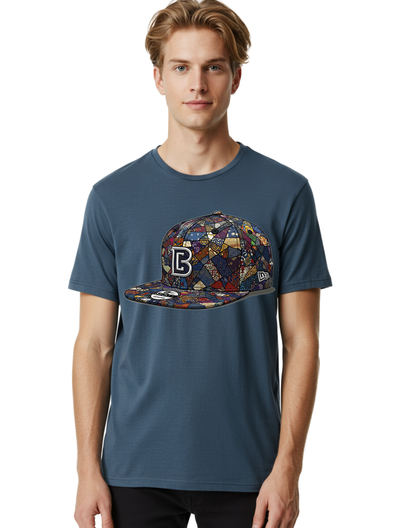 Brooklyn-Baseball-Cap Men'S Graphic Tee, 100% Cotton, Comfortable Casual Summer Wear, Machine Washable, Baseball Cap, Mosaic Pattern, Colorful Design, B Logo, New Era Brand, Sports Apparel, Fashion Accessory, Trendy Hat, Casual Wear, Bac682 29