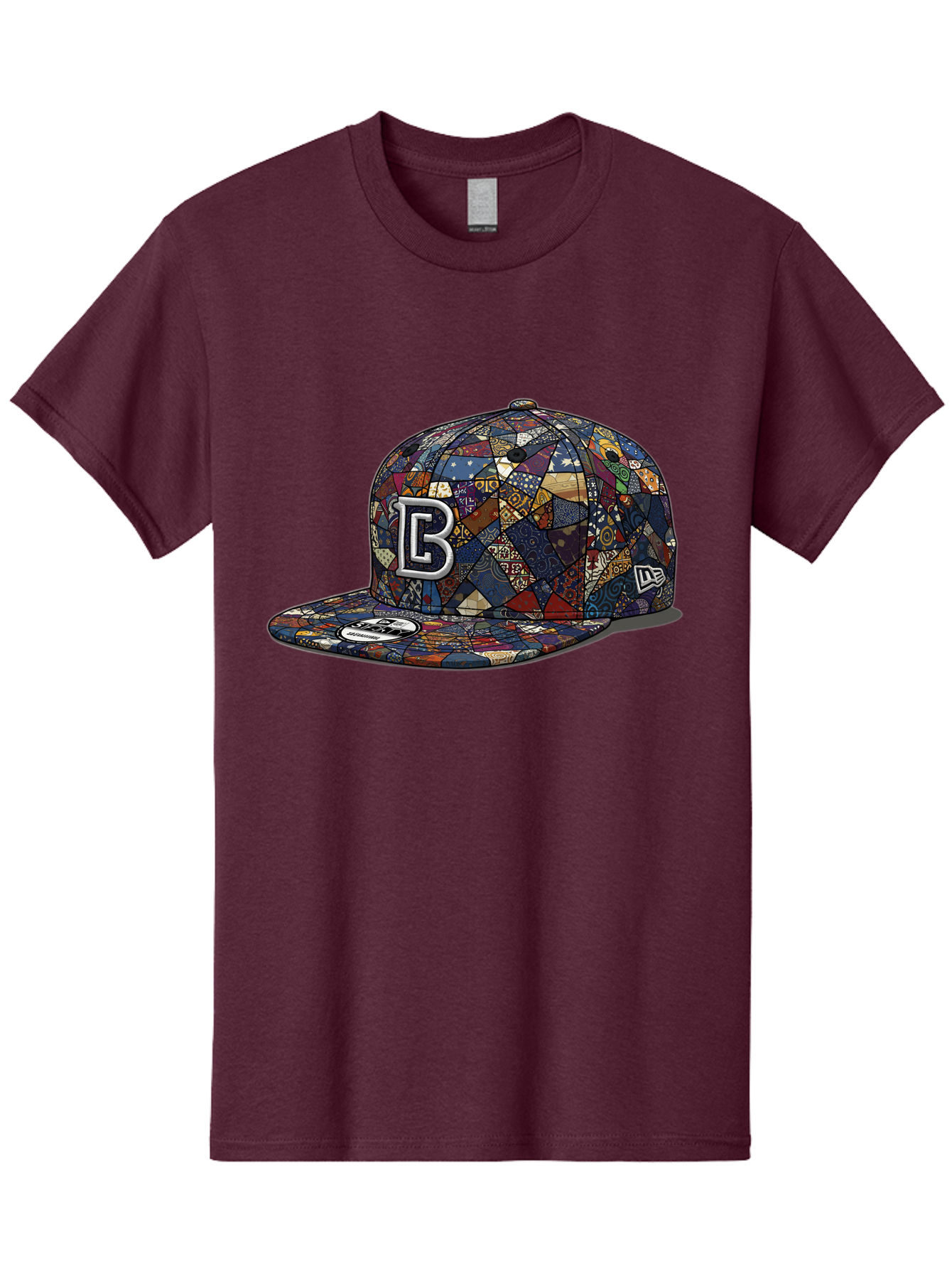 Brooklyn-Baseball-Cap Men'S Graphic Tee, 100% Cotton, Comfortable Casual Summer Wear, Machine Washable, Baseball Cap, Mosaic Pattern, Colorful Design, B Logo, New Era Brand, Sports Apparel, Fashion Accessory, Trendy Hat, Casual Wear, Bac682 7