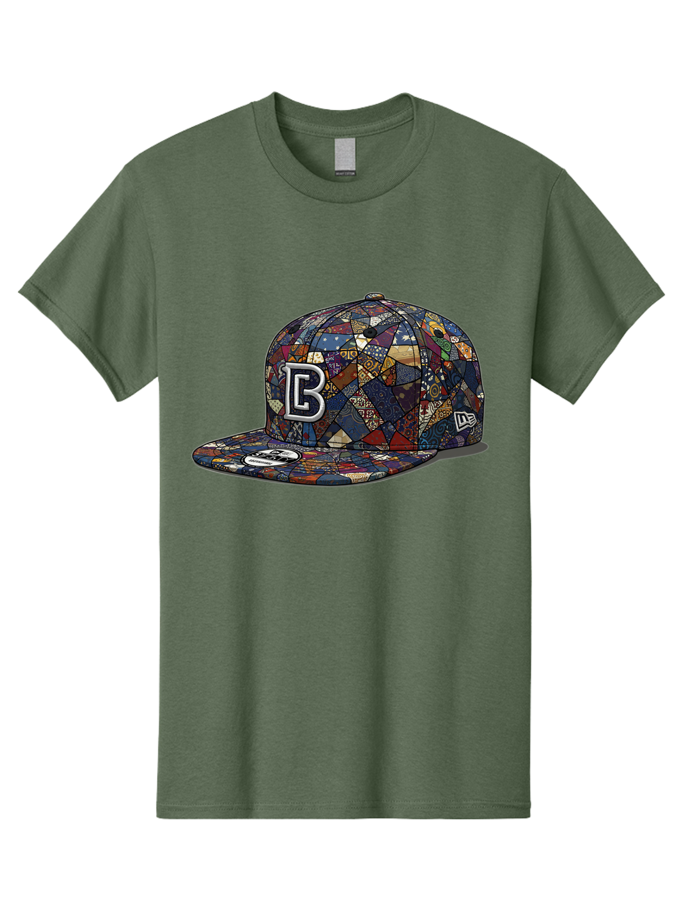 Brooklyn-Baseball-Cap Men'S Graphic Tee, 100% Cotton, Comfortable Casual Summer Wear, Machine Washable, Baseball Cap, Mosaic Pattern, Colorful Design, B Logo, New Era Brand, Sports Apparel, Fashion Accessory, Trendy Hat, Casual Wear, Bac682 3