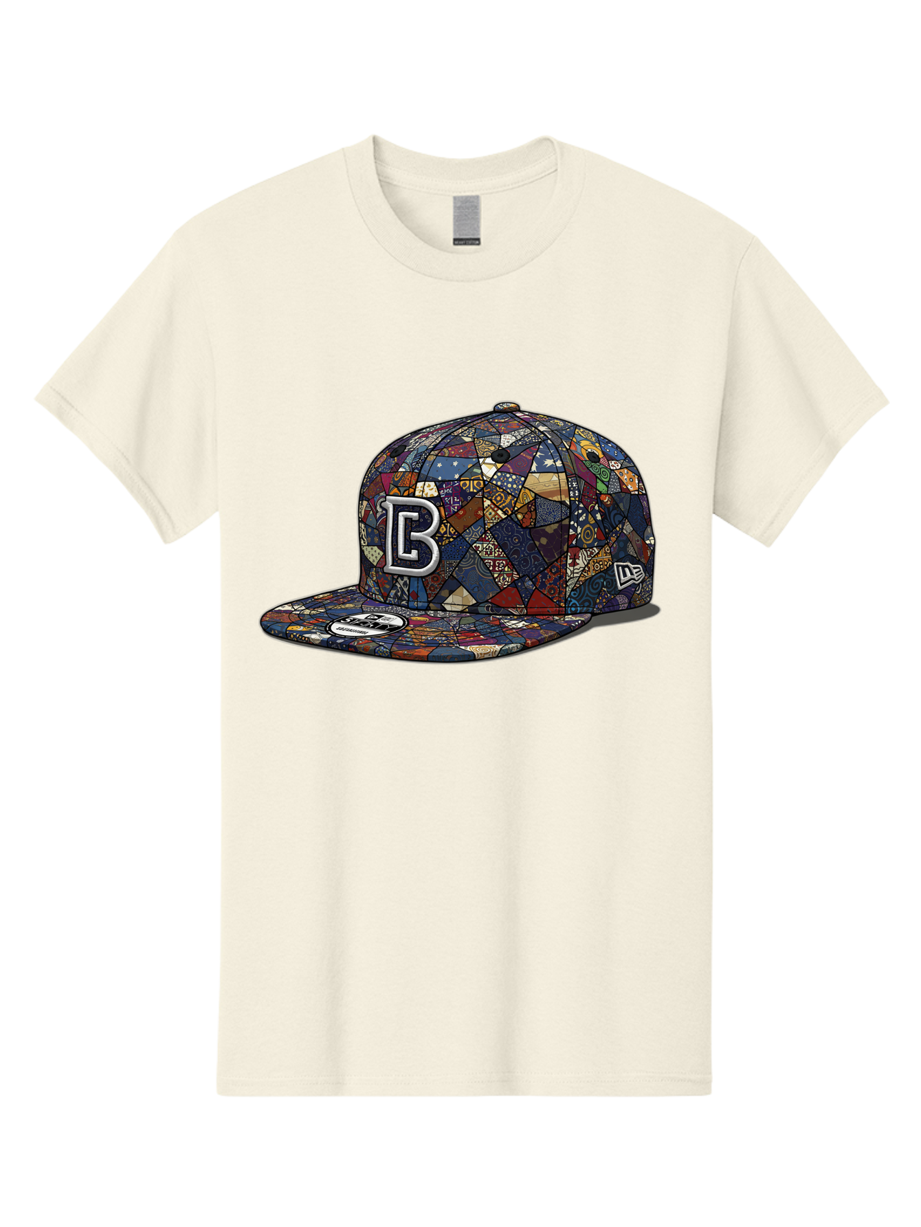 Brooklyn-Baseball-Cap Men'S Graphic Tee, 100% Cotton, Comfortable Casual Summer Wear, Machine Washable, Baseball Cap, Mosaic Pattern, Colorful Design, B Logo, New Era Brand, Sports Apparel, Fashion Accessory, Trendy Hat, Casual Wear, Bac682 15