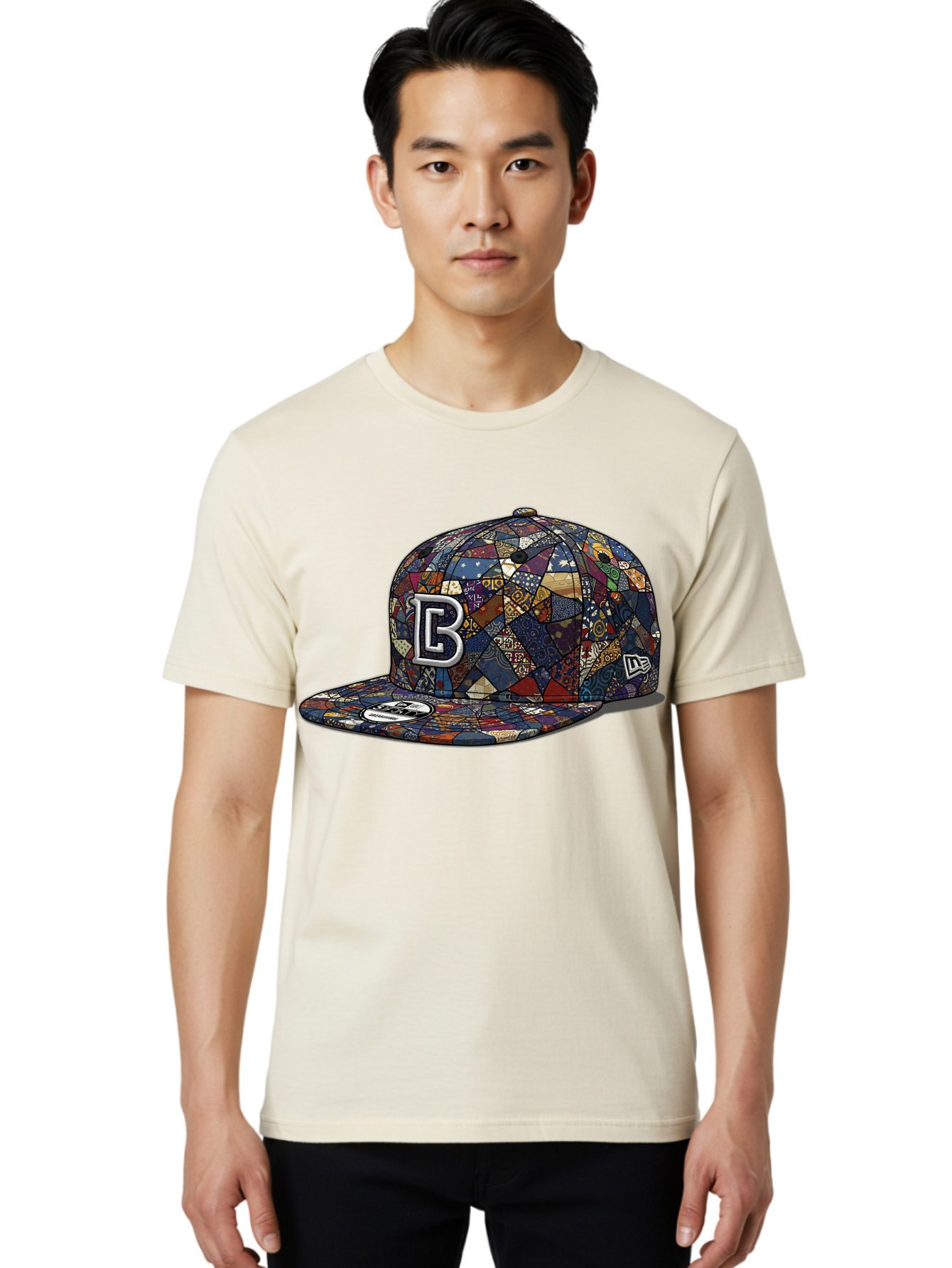 Brooklyn-Baseball-Cap Men'S Graphic Tee, 100% Cotton, Comfortable Casual Summer Wear, Machine Washable, Baseball Cap, Mosaic Pattern, Colorful Design, B Logo, New Era Brand, Sports Apparel, Fashion Accessory, Trendy Hat, Casual Wear, Bac682 30