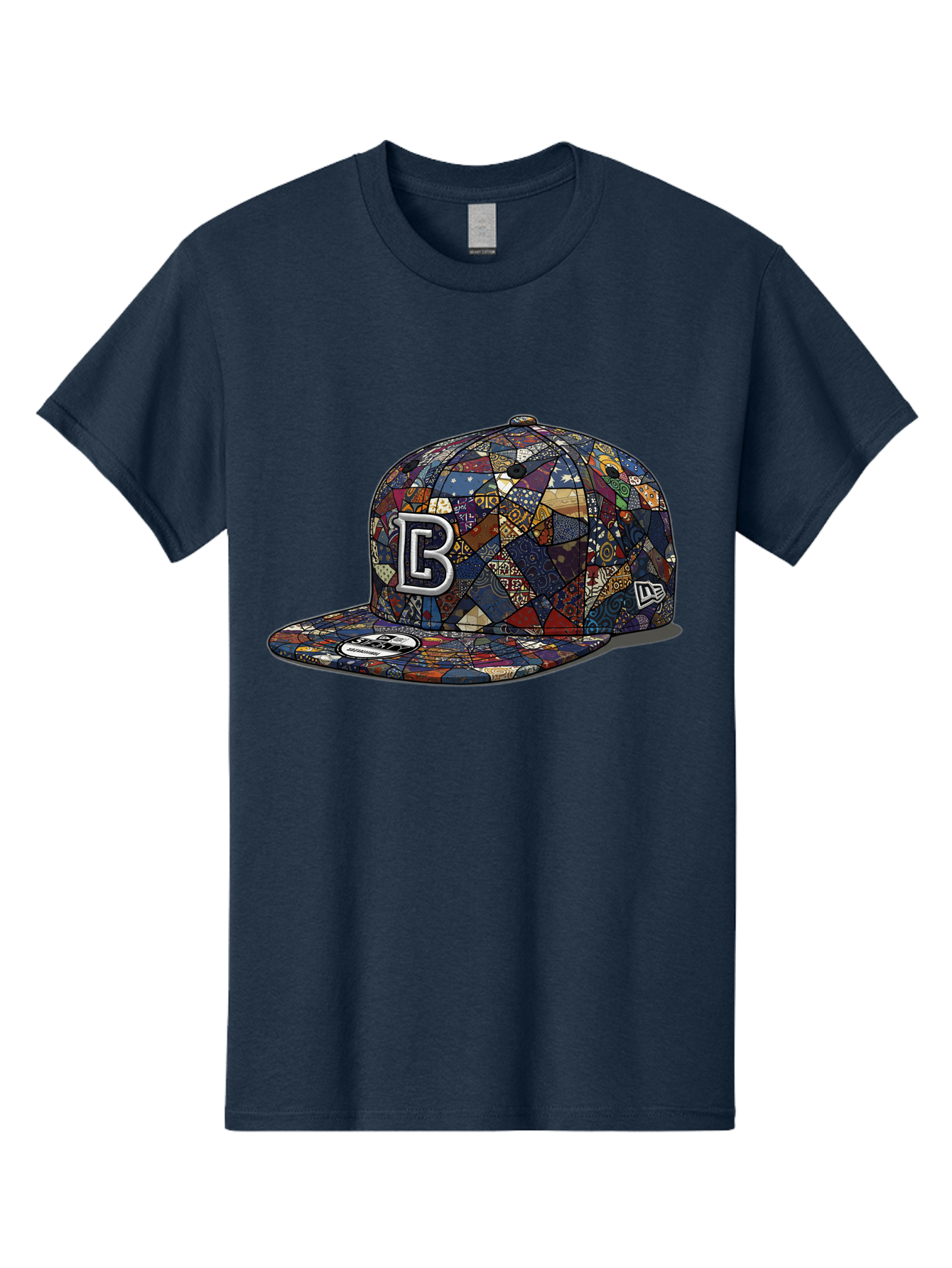 Brooklyn-Baseball-Cap Men'S Graphic Tee, 100% Cotton, Comfortable Casual Summer Wear, Machine Washable, Baseball Cap, Mosaic Pattern, Colorful Design, B Logo, New Era Brand, Sports Apparel, Fashion Accessory, Trendy Hat, Casual Wear, Bac682 11