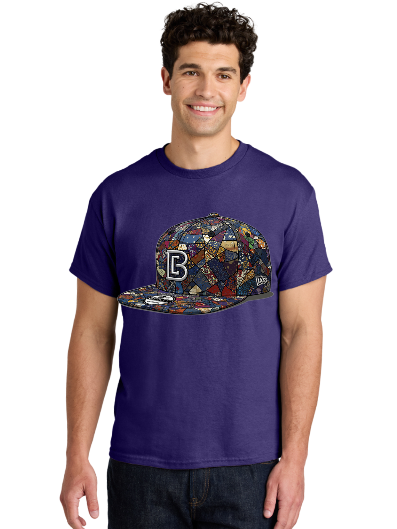 Brooklyn-Baseball-Cap Men'S Graphic Tee, 100% Cotton, Comfortable Casual Summer Wear, Machine Washable, Baseball Cap, Mosaic Pattern, Colorful Design, B Logo, New Era Brand, Sports Apparel, Fashion Accessory, Trendy Hat, Casual Wear, Bac682 25