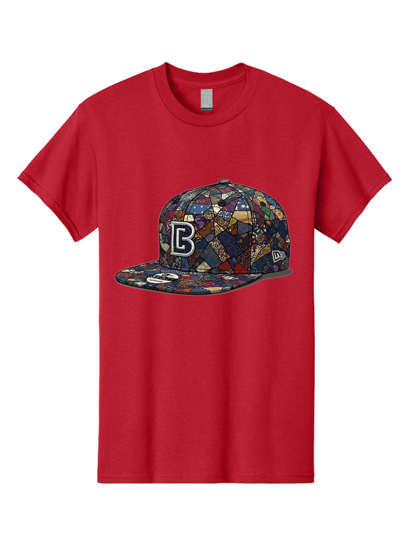 Brooklyn-Baseball-Cap Men'S Graphic Tee, 100% Cotton, Comfortable Casual Summer Wear, Machine Washable, Baseball Cap, Mosaic Pattern, Colorful Design, B Logo, New Era Brand, Sports Apparel, Fashion Accessory, Trendy Hat, Casual Wear, Bac682 9