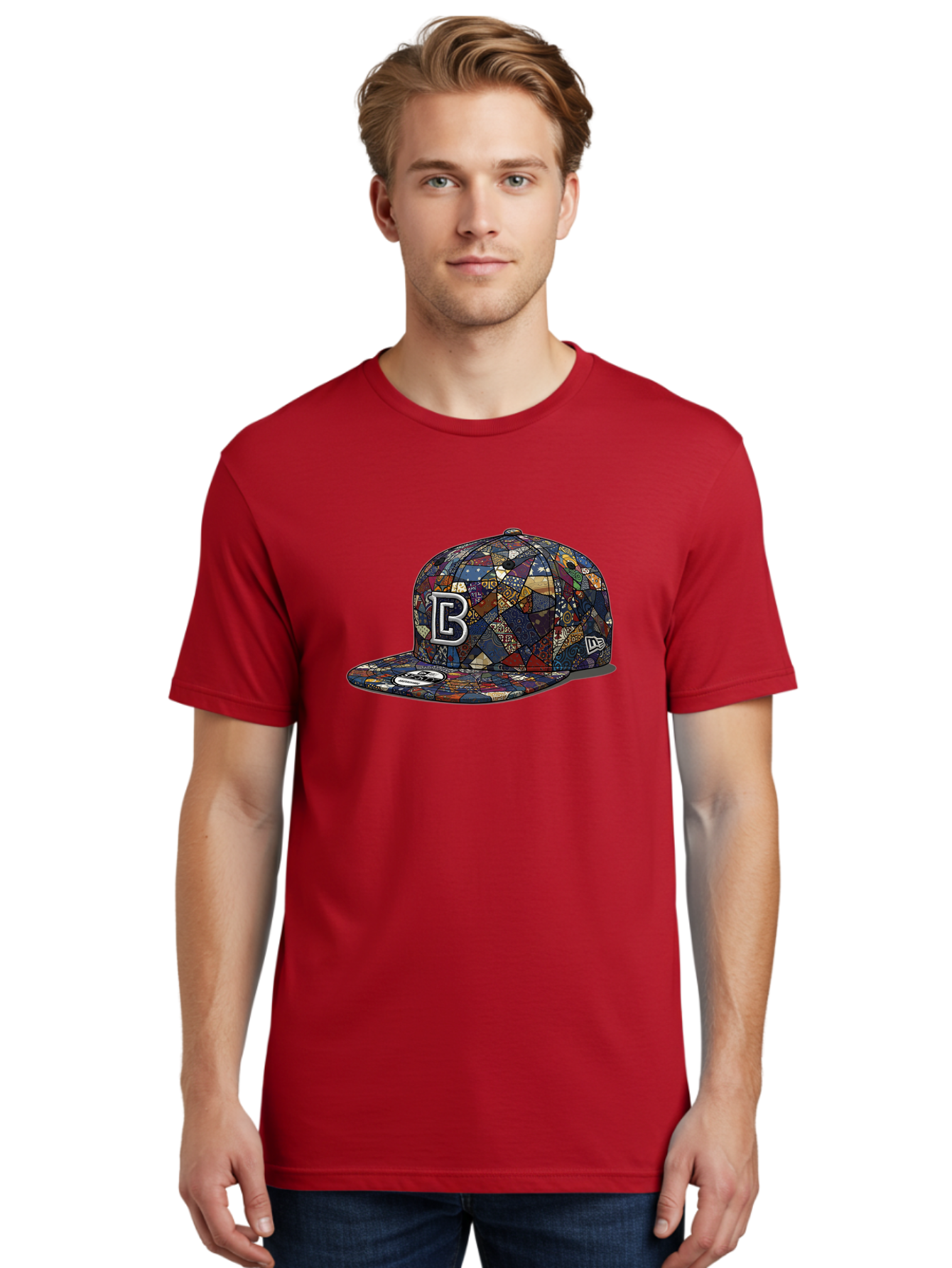 Brooklyn-Baseball-Cap Men'S Graphic Tee, 100% Cotton, Comfortable Casual Summer Wear, Machine Washable, Baseball Cap, Mosaic Pattern, Colorful Design, B Logo, New Era Brand, Sports Apparel, Fashion Accessory, Trendy Hat, Casual Wear, Bac682 24