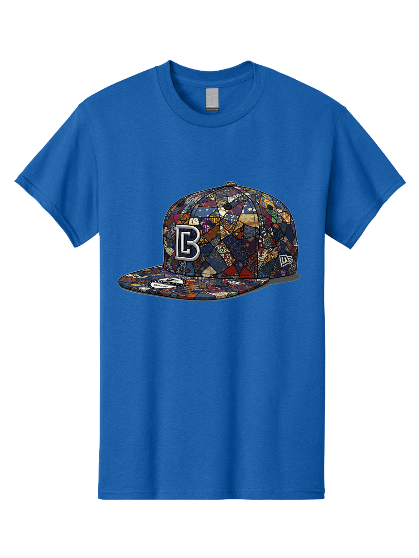 Brooklyn-Baseball-Cap Men'S Graphic Tee, 100% Cotton, Comfortable Casual Summer Wear, Machine Washable, Baseball Cap, Mosaic Pattern, Colorful Design, B Logo, New Era Brand, Sports Apparel, Fashion Accessory, Trendy Hat, Casual Wear, Bac682 6