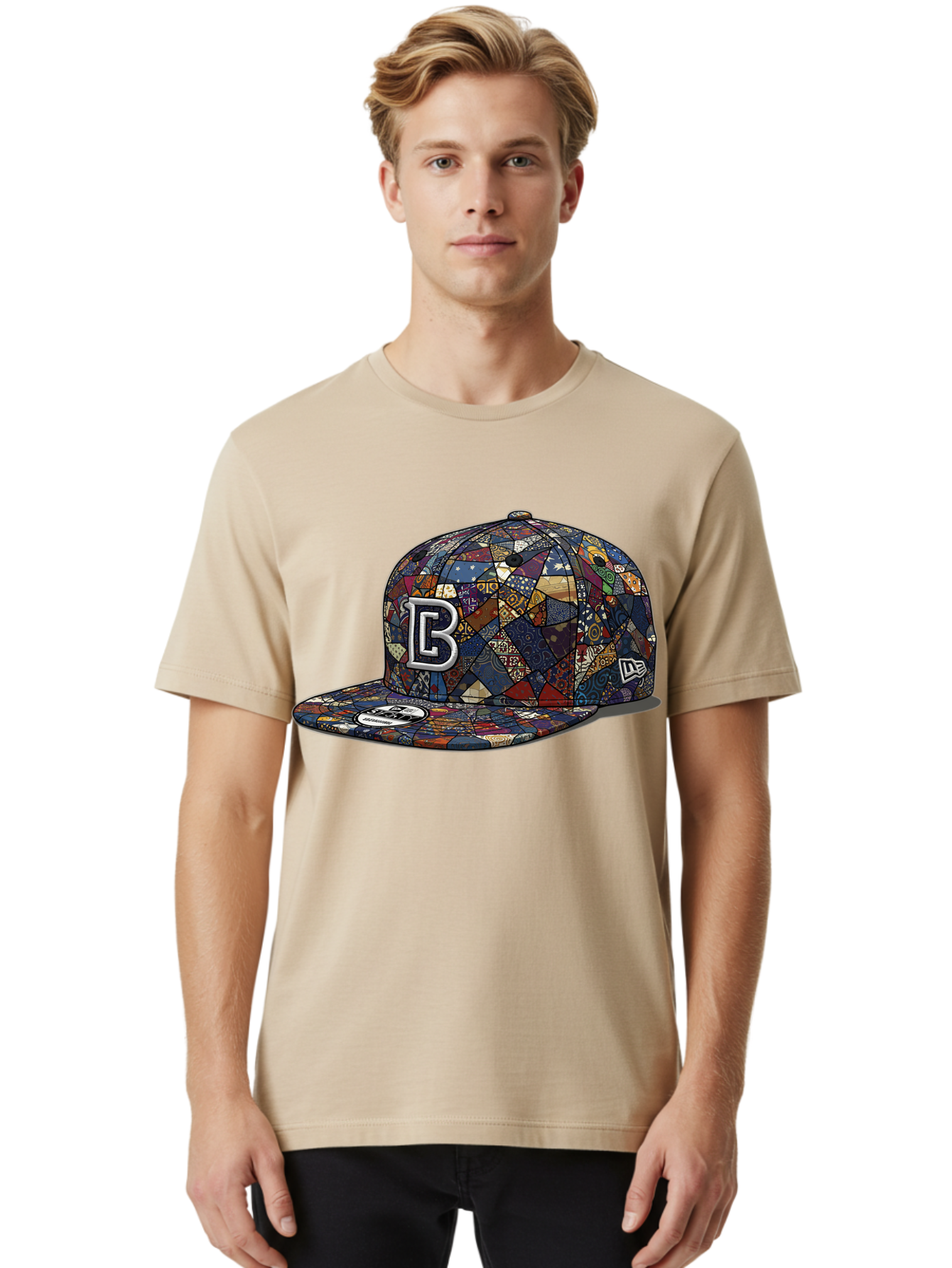 Brooklyn-Baseball-Cap Men'S Graphic Tee, 100% Cotton, Comfortable Casual Summer Wear, Machine Washable, Baseball Cap, Mosaic Pattern, Colorful Design, B Logo, New Era Brand, Sports Apparel, Fashion Accessory, Trendy Hat, Casual Wear, Bac682 20