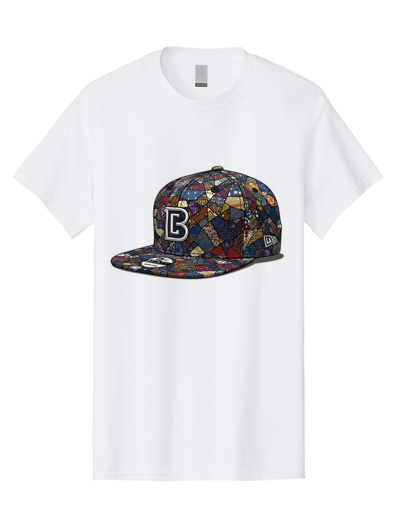 Brooklyn-Baseball-Cap Men'S Graphic Tee, 100% Cotton, Comfortable Casual Summer Wear, Machine Washable, Baseball Cap, Mosaic Pattern, Colorful Design, B Logo, New Era Brand, Sports Apparel, Fashion Accessory, Trendy Hat, Casual Wear, Bac682 2