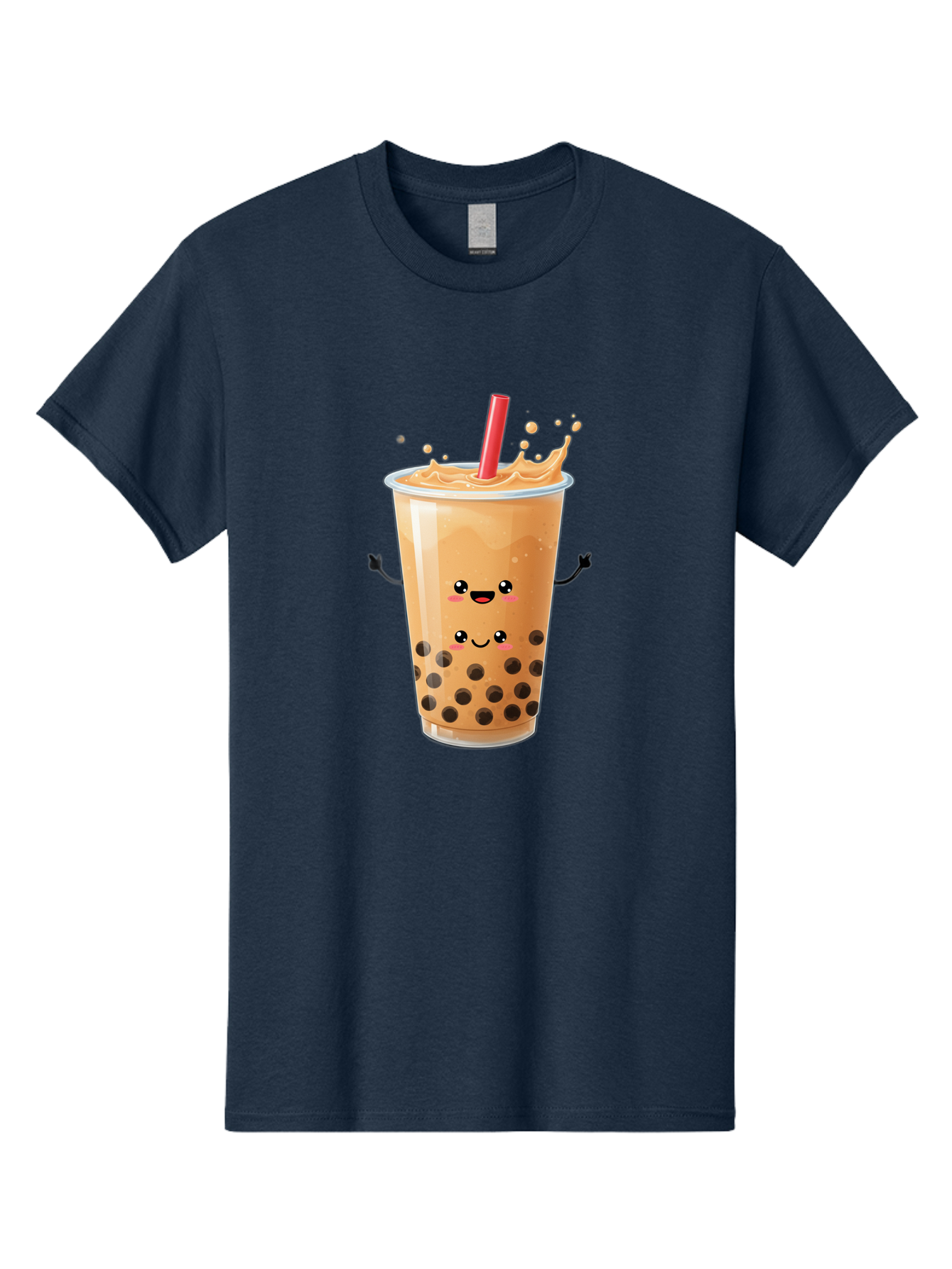 Bubble-Milk-Tea-4 Men'S Graphic Tee, 100% Cotton, Comfortable Casual Summer Wear, Machine Washable, Cartoon Bubble Tea, Boba Tea, Milk Tea, Kawaii Drink, Cute Beverage, Smiling Drink, Asian Drink Culture, Tea Lover Bac686 13