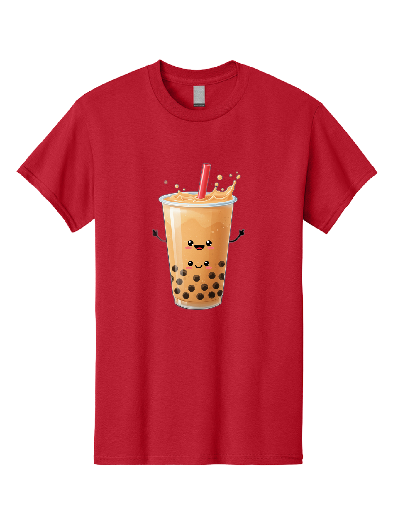 Bubble-Milk-Tea-4 Men'S Graphic Tee, 100% Cotton, Comfortable Casual Summer Wear, Machine Washable, Cartoon Bubble Tea, Boba Tea, Milk Tea, Kawaii Drink, Cute Beverage, Smiling Drink, Asian Drink Culture, Tea Lover Bac686 11