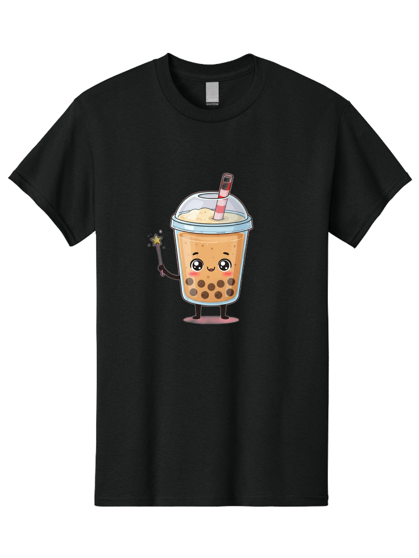 Bubble-Tea-14 Men'S Graphic Tee, 100% Cotton, Comfortable Casual Summer Wear, Machine Washable, Cute Bubble Tea, Cartoon Character, Boba Drink, Magical Wand, Whimsical Design, Adorable Expression, Tea Lover, Animated Beverage, Fantasy Drink, Bac694 15