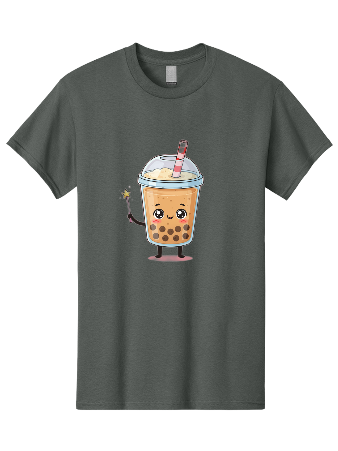 Bubble-Tea-14 Men'S Graphic Tee, 100% Cotton, Comfortable Casual Summer Wear, Machine Washable, Cute Bubble Tea, Cartoon Character, Boba Drink, Magical Wand, Whimsical Design, Adorable Expression, Tea Lover, Animated Beverage, Fantasy Drink, Bac694 1