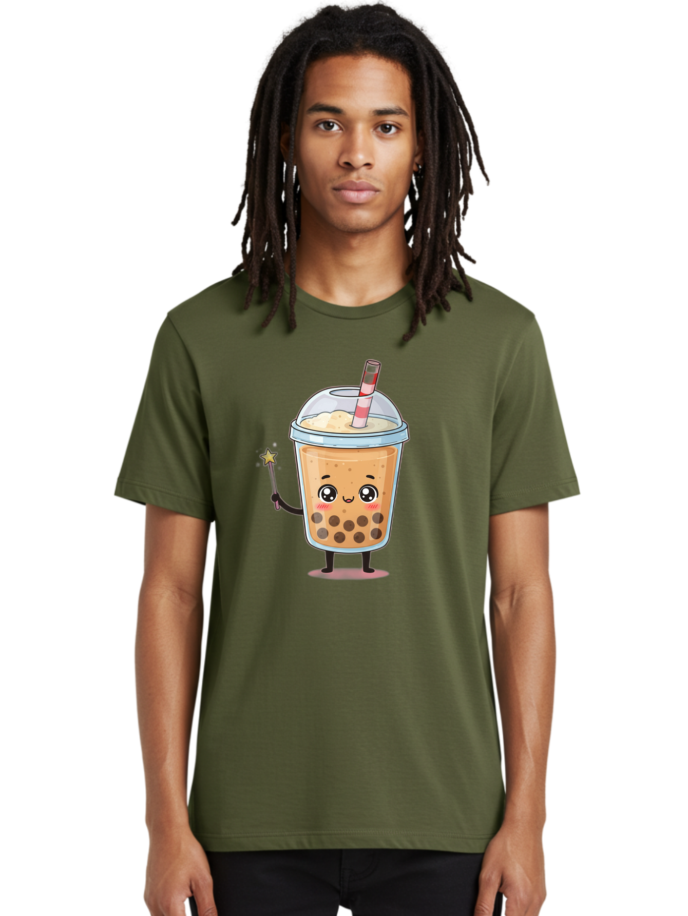 Bubble-Tea-14 Men'S Graphic Tee, 100% Cotton, Comfortable Casual Summer Wear, Machine Washable, Cute Bubble Tea, Cartoon Character, Boba Drink, Magical Wand, Whimsical Design, Adorable Expression, Tea Lover, Animated Beverage, Fantasy Drink, Bac694 22
