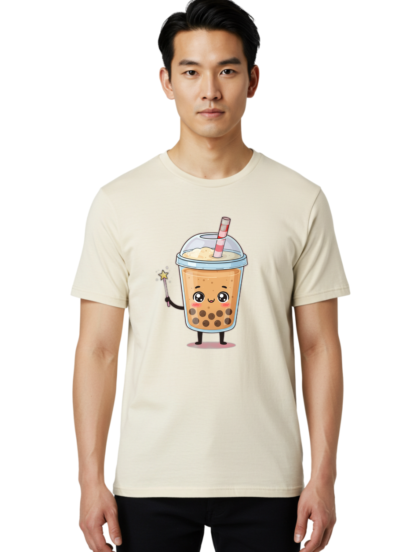 Bubble-Tea-14 Men'S Graphic Tee, 100% Cotton, Comfortable Casual Summer Wear, Machine Washable, Cute Bubble Tea, Cartoon Character, Boba Drink, Magical Wand, Whimsical Design, Adorable Expression, Tea Lover, Animated Beverage, Fantasy Drink, Bac694 18