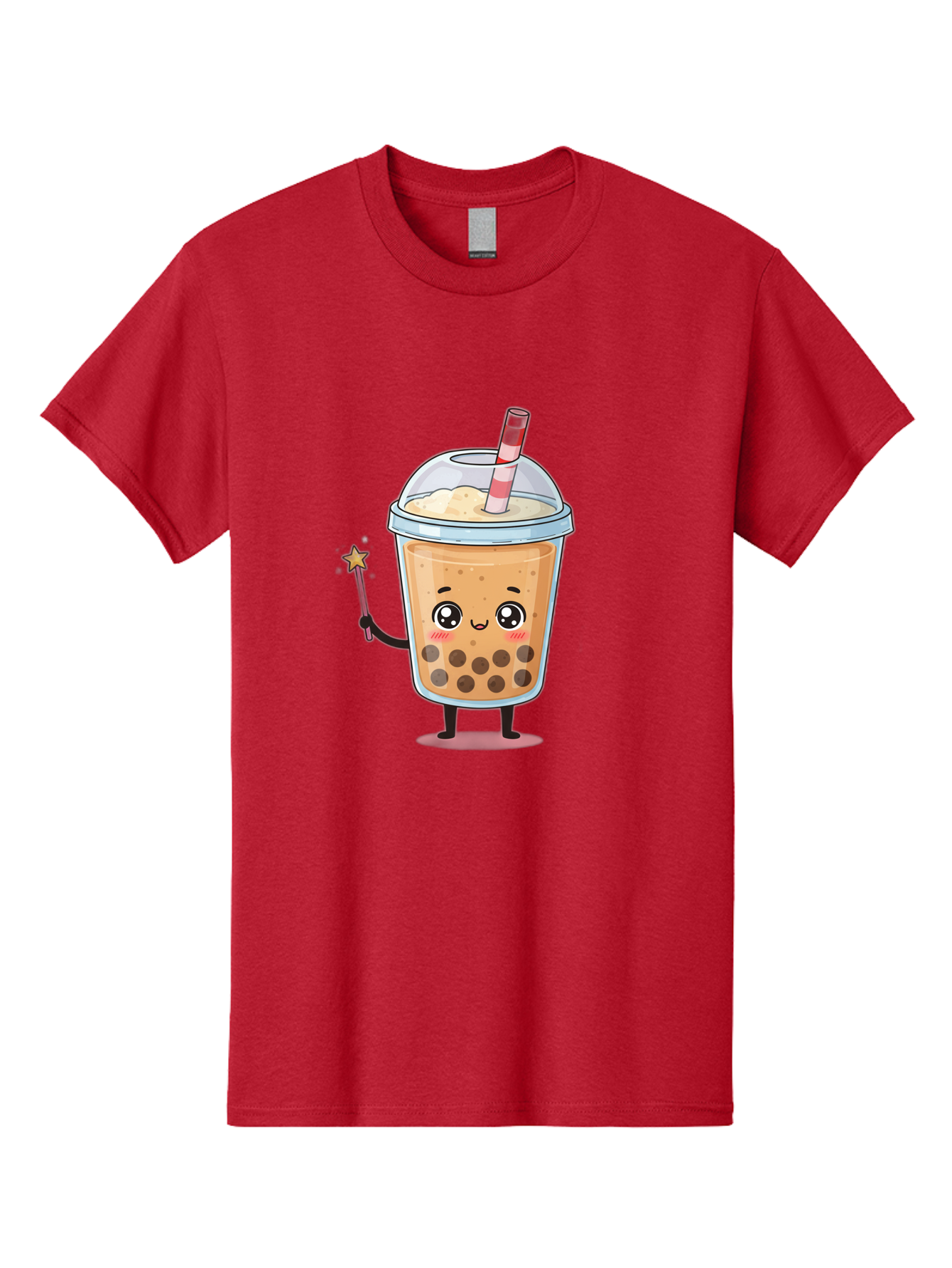 Bubble-Tea-14 Men'S Graphic Tee, 100% Cotton, Comfortable Casual Summer Wear, Machine Washable, Cute Bubble Tea, Cartoon Character, Boba Drink, Magical Wand, Whimsical Design, Adorable Expression, Tea Lover, Animated Beverage, Fantasy Drink, Bac694 2