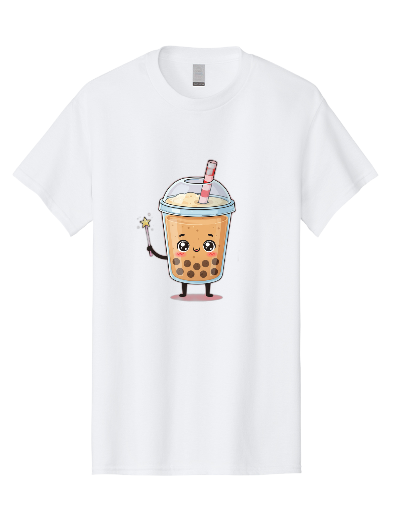 Bubble-Tea-14 Men'S Graphic Tee, 100% Cotton, Comfortable Casual Summer Wear, Machine Washable, Cute Bubble Tea, Cartoon Character, Boba Drink, Magical Wand, Whimsical Design, Adorable Expression, Tea Lover, Animated Beverage, Fantasy Drink, Bac694 14