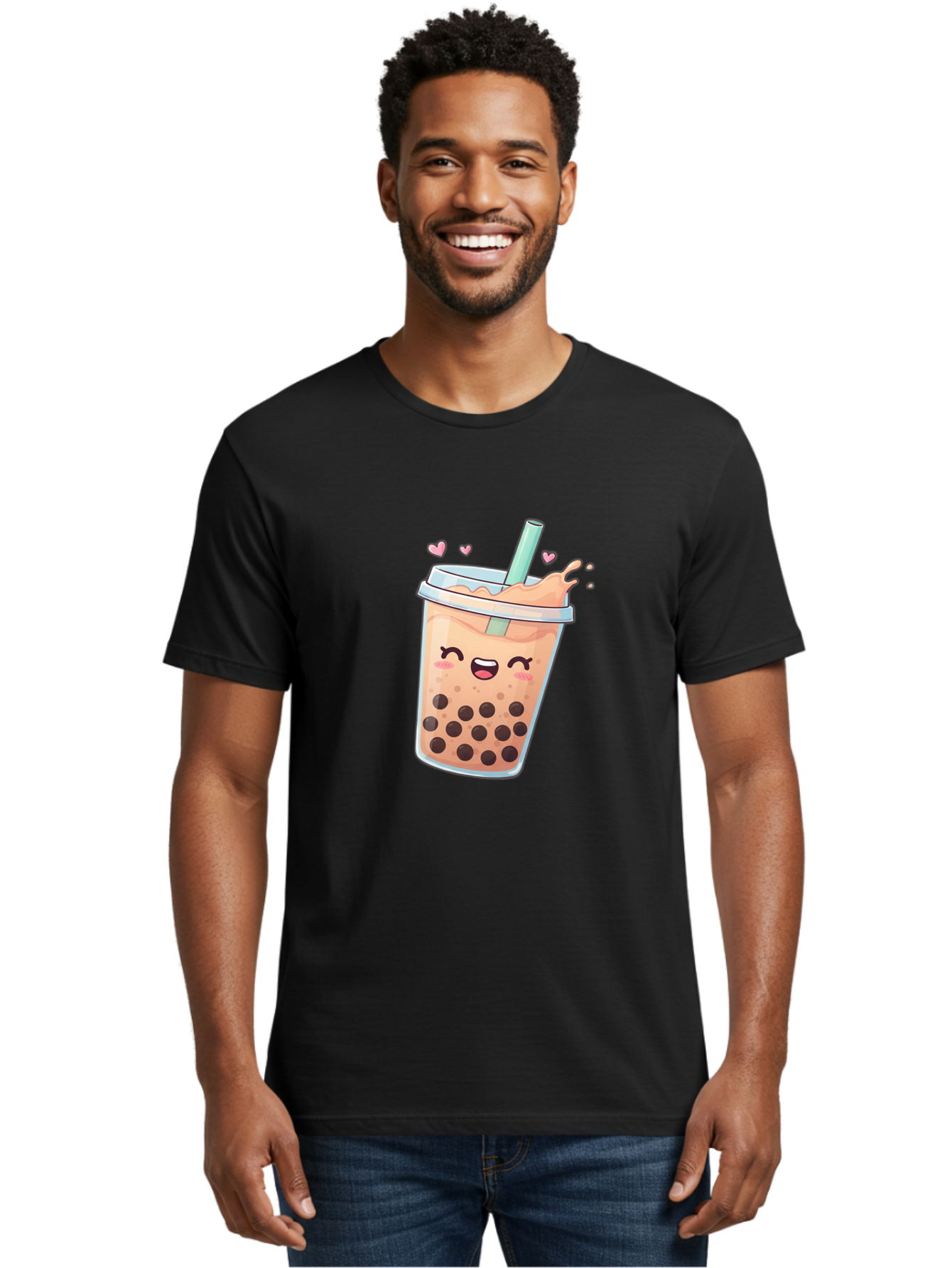 Bubble-Tea-16 Men'S Graphic Tee, 100% Cotton, Comfortable Casual Summer Wear, Machine Washable, Boba Tea, Bubble Tea, Kawaii Drink, Cute Cartoon Beverage, Tea With Boba, Smiling Milk Tea, Adorable Drink, Tea Lover, Boba Love, Refreshing Drink Bac696 23