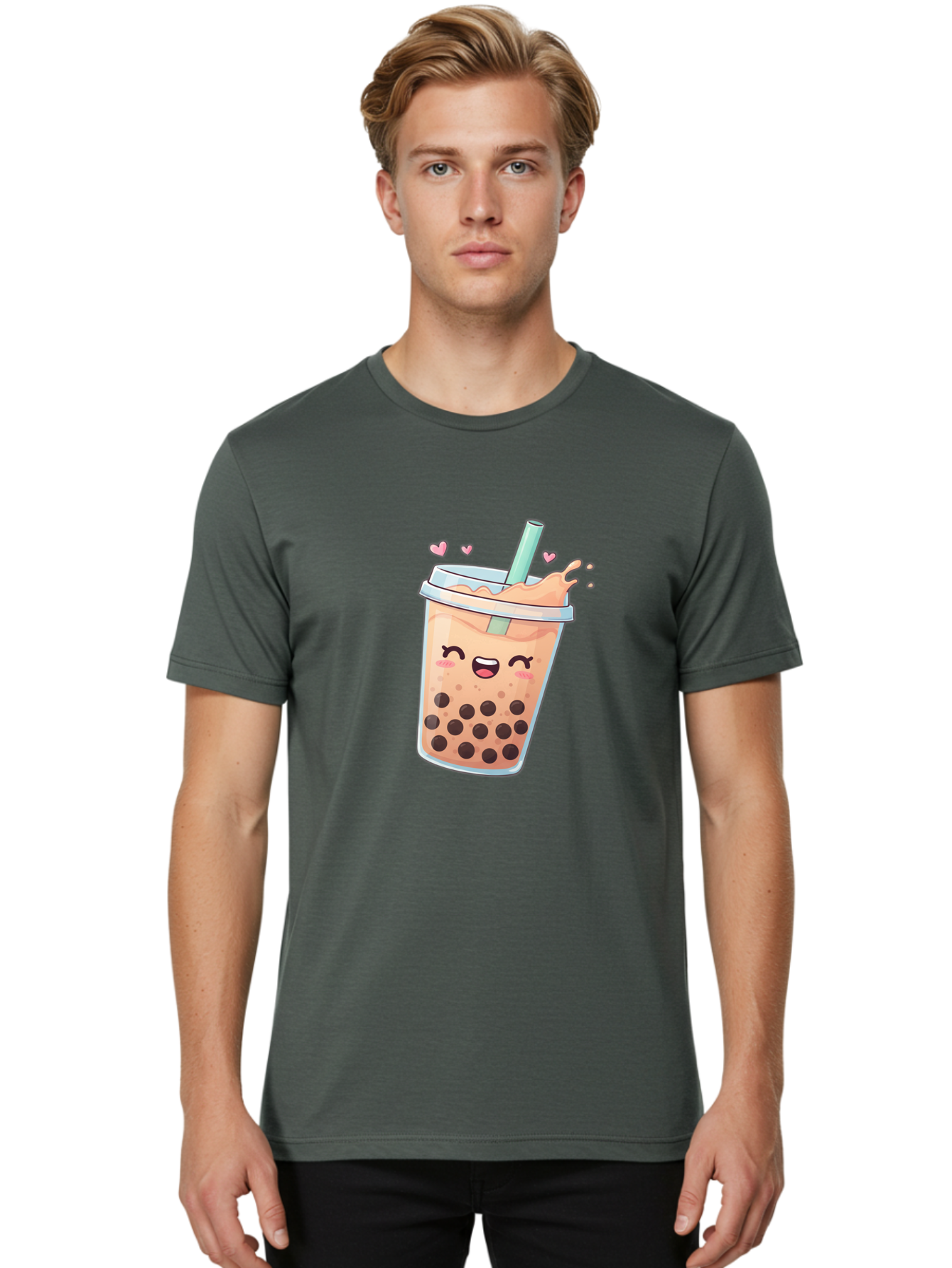 Bubble-Tea-16 Men'S Graphic Tee, 100% Cotton, Comfortable Casual Summer Wear, Machine Washable, Boba Tea, Bubble Tea, Kawaii Drink, Cute Cartoon Beverage, Tea With Boba, Smiling Milk Tea, Adorable Drink, Tea Lover, Boba Love, Refreshing Drink Bac696 26