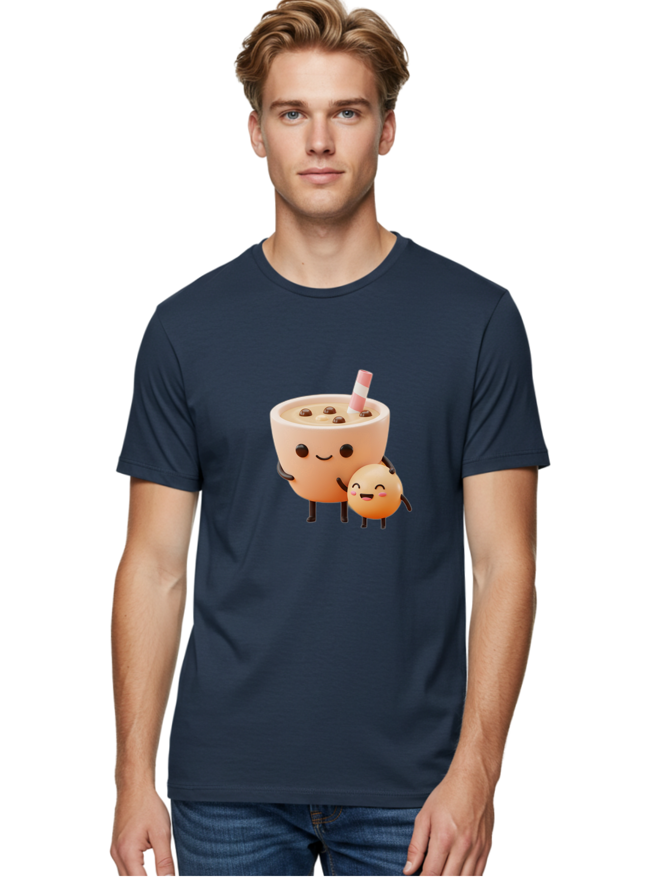 Bubble-Tea-18 Men'S Graphic Tee, 100% Cotton, Comfortable Casual Summer Wear, Machine Washable, Cartoon Boba Tea, Smiling Tea Cup, Boba Friends, Kawaii Characters, Milk Tea, Tapioca Pearls, Adorable Illustration, Funny Bubble Tea Bac698 29