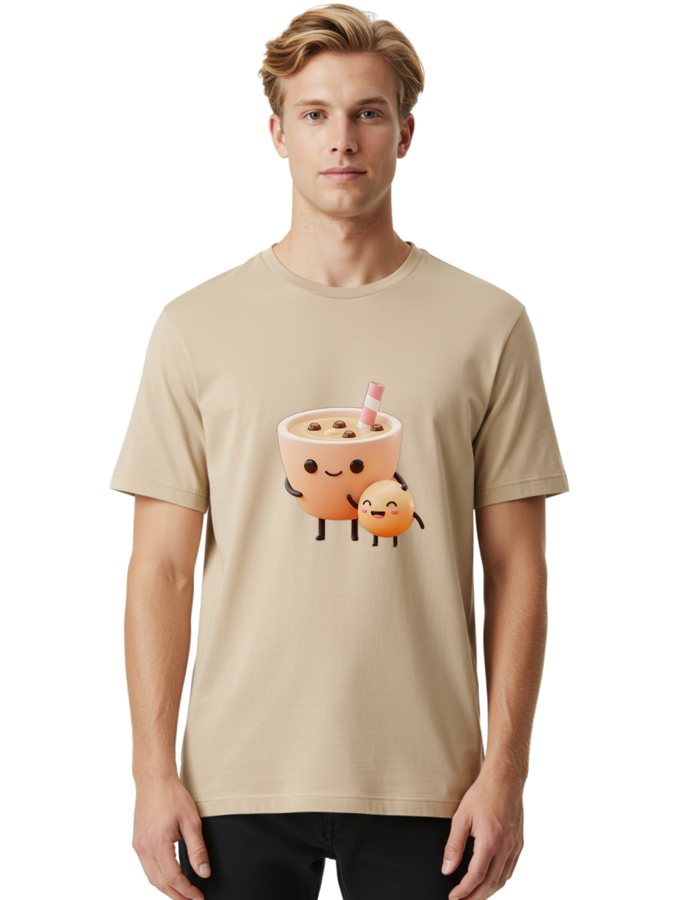 Bubble-Tea-18 Men'S Graphic Tee, 100% Cotton, Comfortable Casual Summer Wear, Machine Washable, Cartoon Boba Tea, Smiling Tea Cup, Boba Friends, Kawaii Characters, Milk Tea, Tapioca Pearls, Adorable Illustration, Funny Bubble Tea Bac698 27