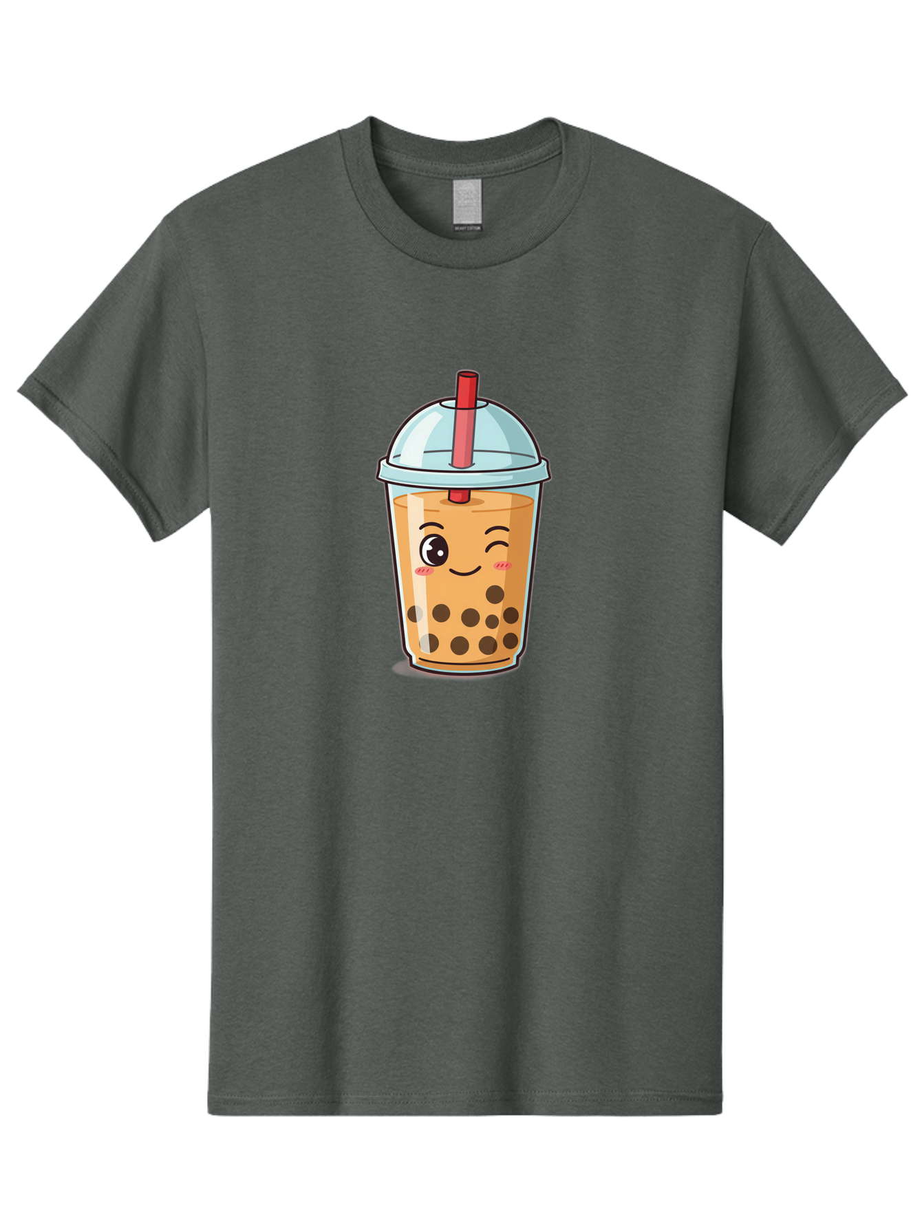 Bubble-Tea-23 Men'S Graphic Tee, 100% Cotton, Comfortable Casual Summer Wear, Machine Washable, Cartoon Boba Tea, Bubble Tea Drink, Animated Beverage, Smiling Face, Winking Eye, Cute Character, Boba Drink, Tea With Boba, Boba Love, Tea Culture Bac704 1